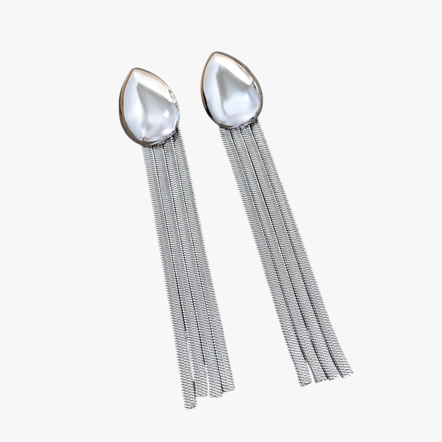 Orecchini a Goccia con Nappa Lunga Brillante - argento - brillante EARRINGS Earrings for Women Girls goccia jewelry lunga nappa New Fashion Earrings orecchini orecchini goccia - Concept Palermo