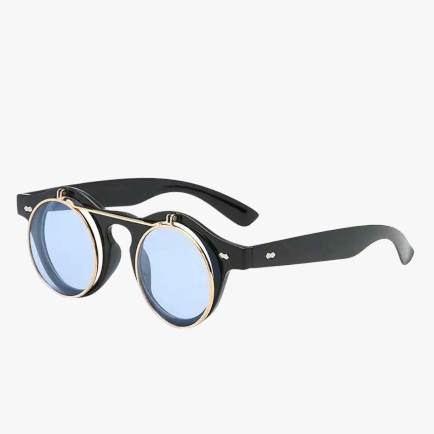 Occhiali da Sole Retrò Unisex Doppia Lente Flip & Protezione UV Punk Uomo - nero blu - doppia Fashion Sunglasses flip lente mens sunglasses occhiali occhiali sole protezione punk retr Sunglasses - Concept Palermo