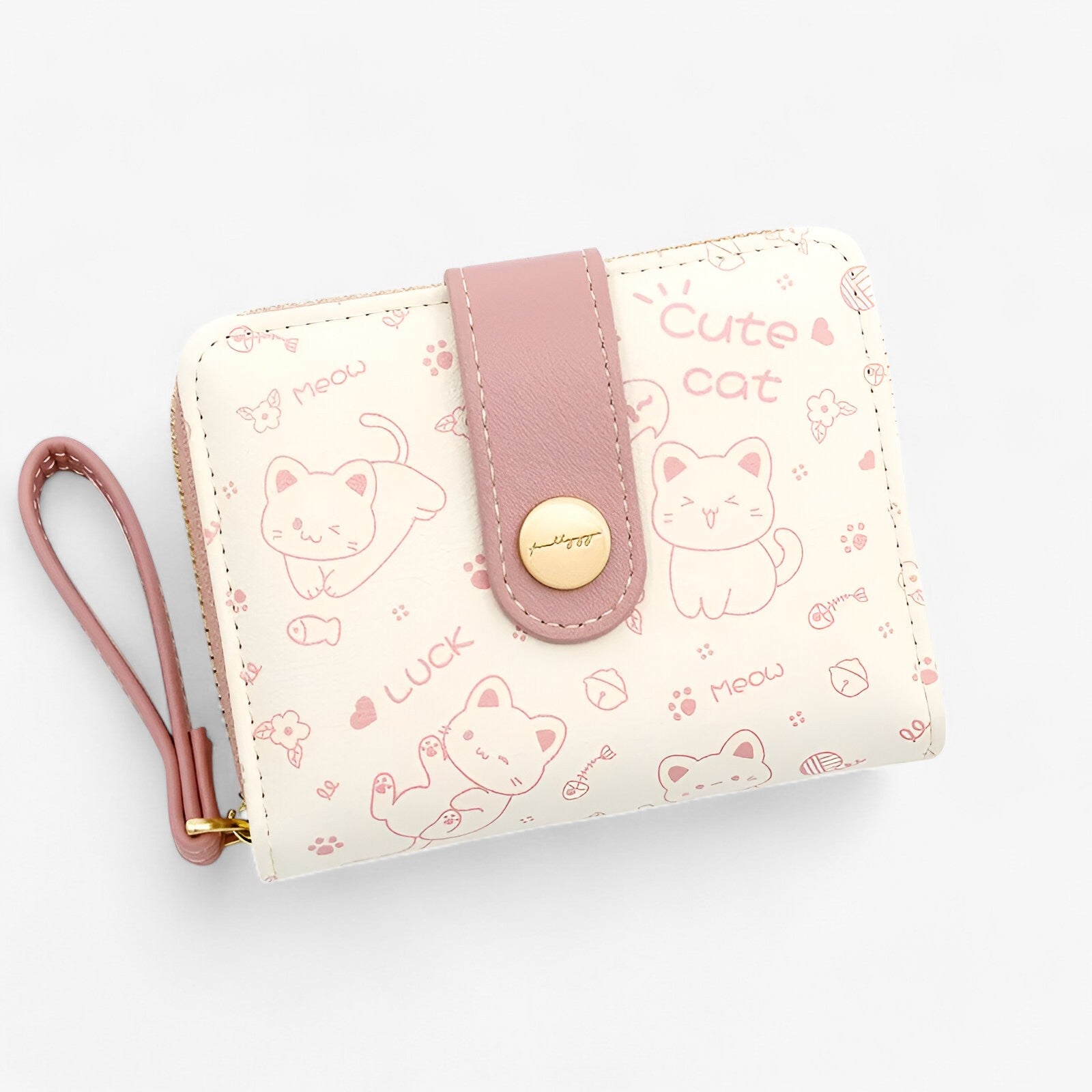 Portafoglio Donna con Gattine - Compatto e Multifunzionale - Rosa - compatto donna gattine multifunzionale portafoglio portafoglio donna wallet wallets womens wallet - Concept Palermo