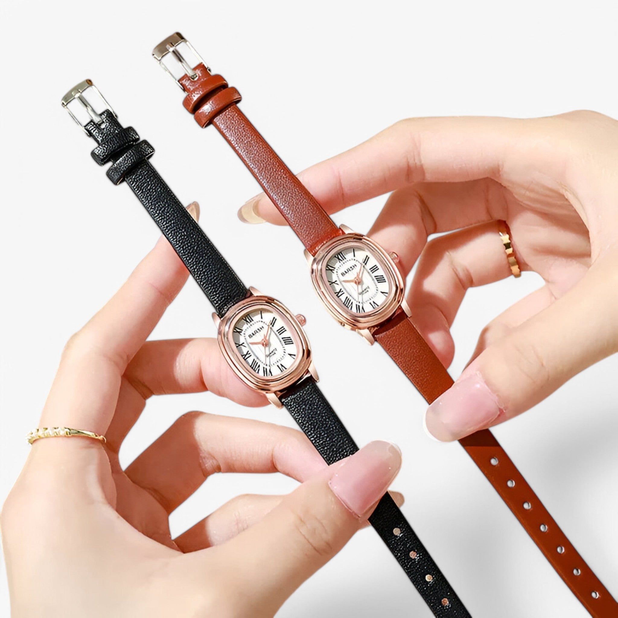 Orologio Donna Elegante con Quadrante Ovale, Cinturino in Vera Pelle Nero - - donna female watch orologio orologio donna ovale quadrante quarzo watch for women watches - Concept Palermo