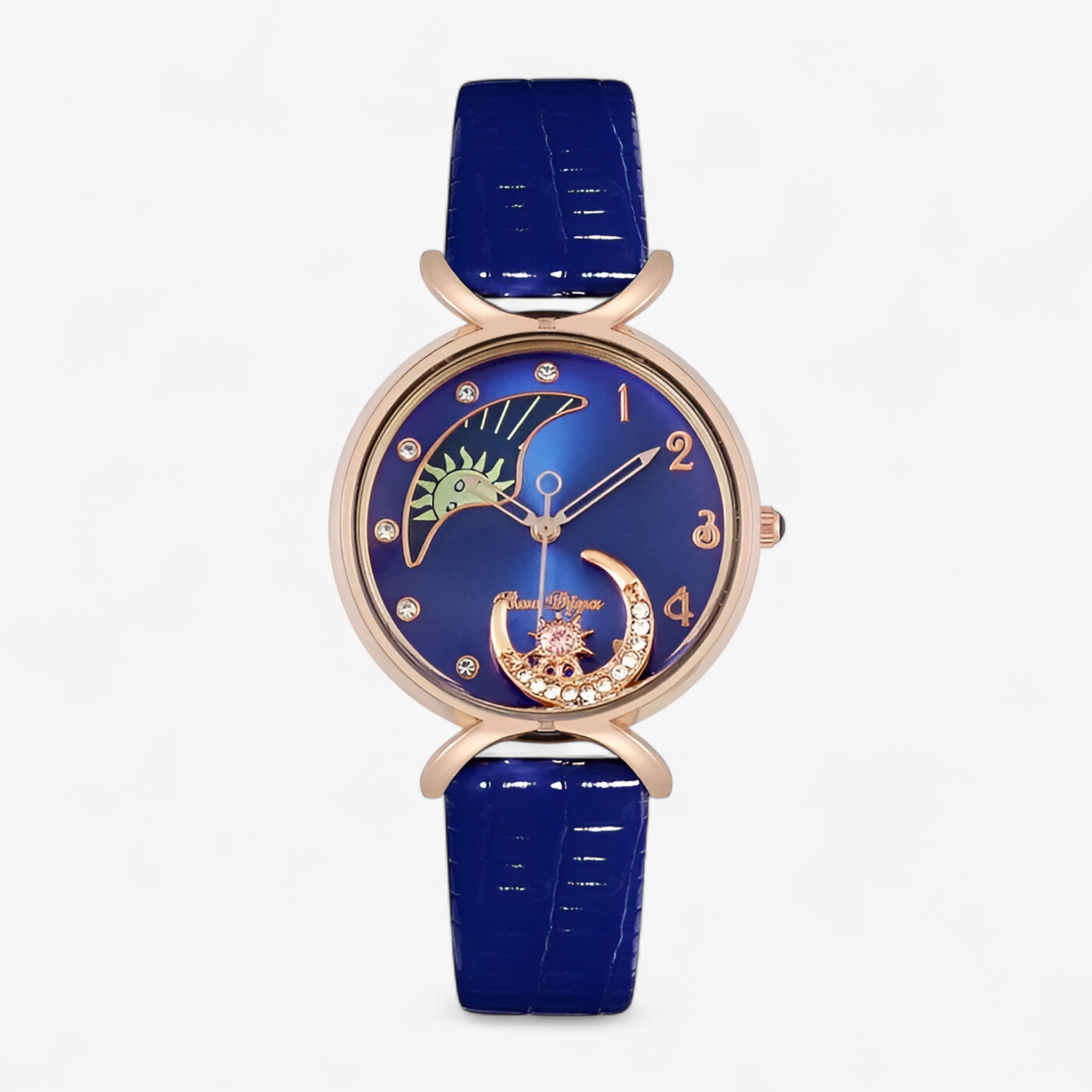 Orologio da donna di lusso al quarzo con cinturino in pelle e luna mobile - Blu - cinturino donna female watch luna mobile orologio orologio donna pelle quarzo watch for women - Concept Palermo
