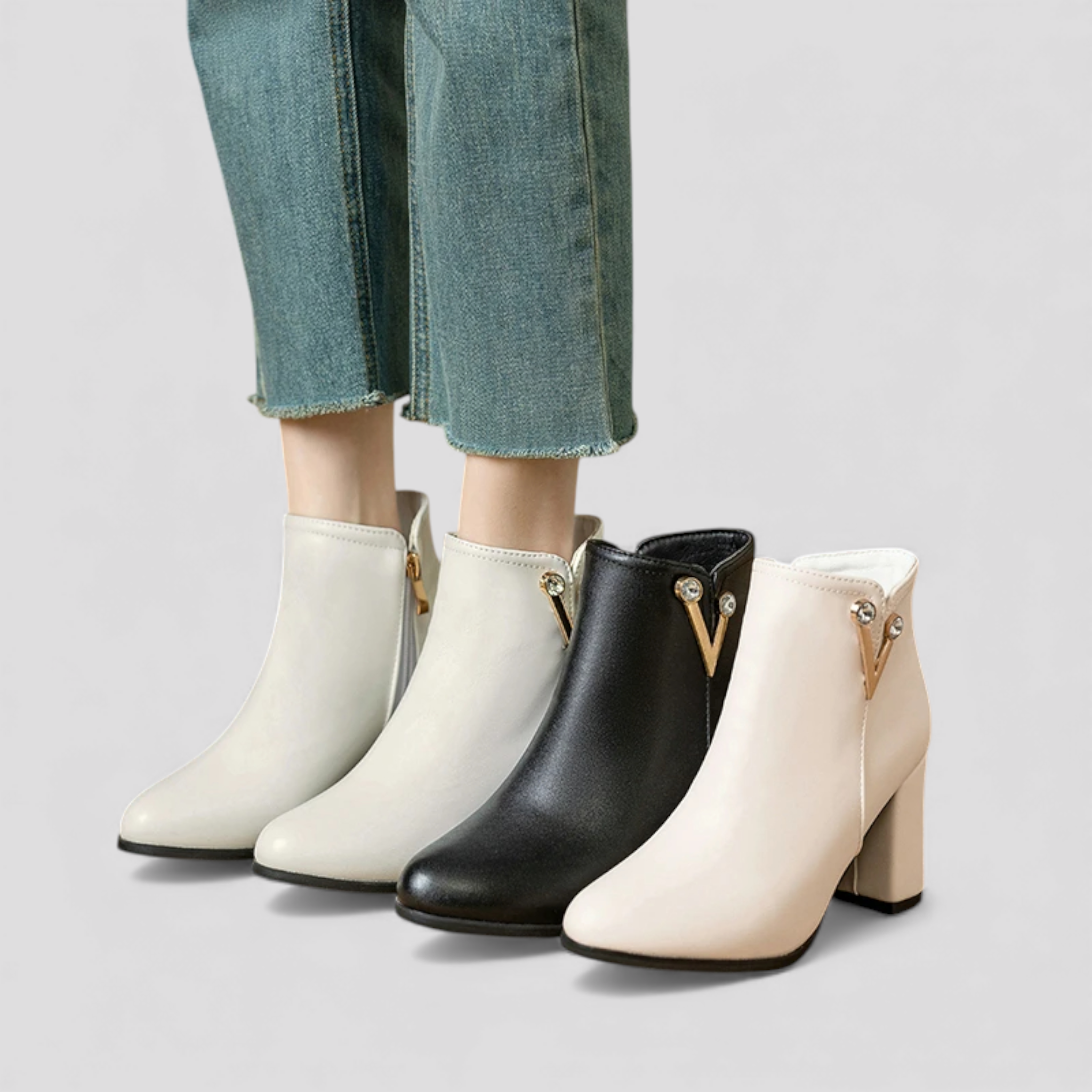Stivaletti alla caviglia con dettagli in cristallo e zip laterale Pelle - - alla BOOTS Boots & Shoes caviglia cristallo dettagli laterale pelle shoes stivaletti - Concept Palermo