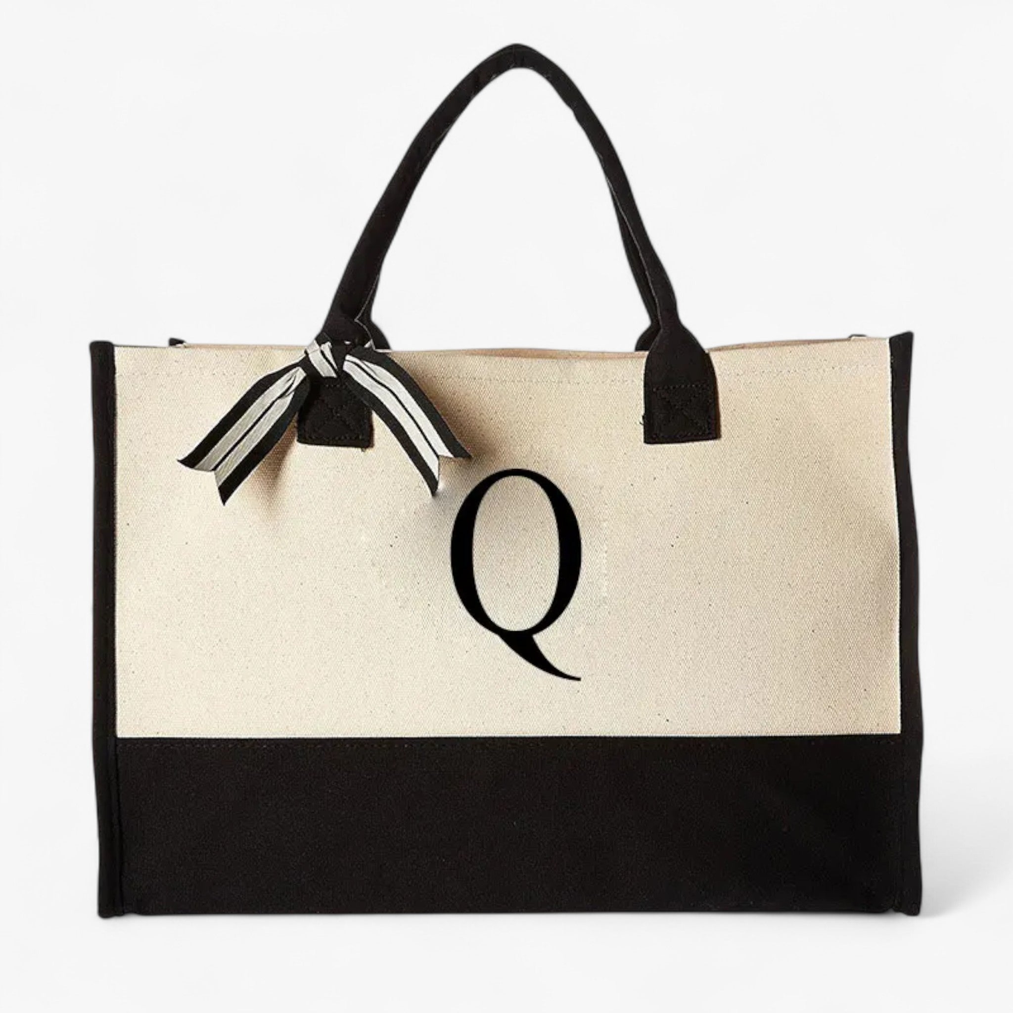 Borsa Tote Donna Grande in Tela Personalizzata con Iniziali - Elegante e Resistente - Q - Bags borsa borsa tote donna handbags personalizzata tote tote bags Women's handbags - Concept Palermo