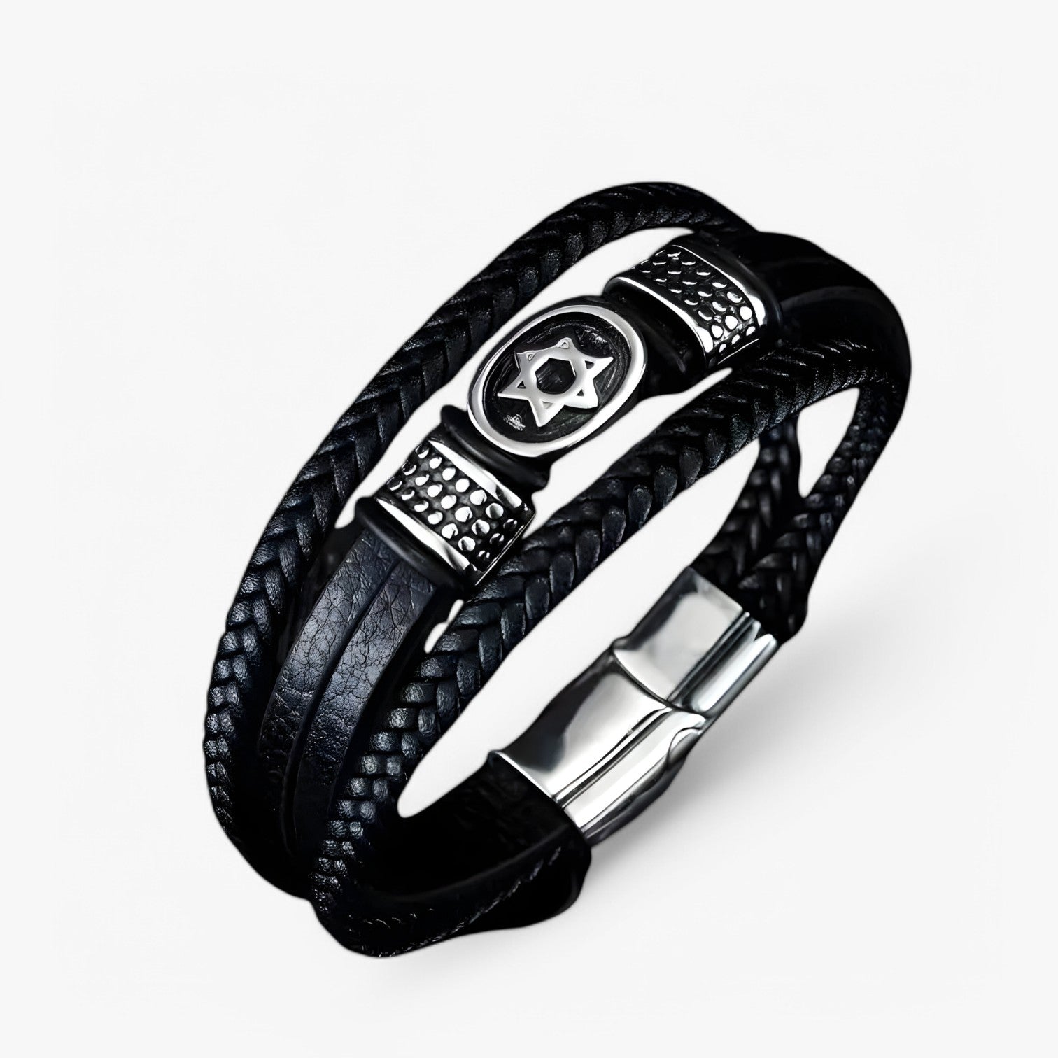 Bracciale in Cuoio a Strati con Chiusura Magnetica Uomo - - bracciale bracciale cuoio BRACELETS chiusura cuoio jewelry magnetica mens accessory mens bracelet strati uomo - Concept Palermo