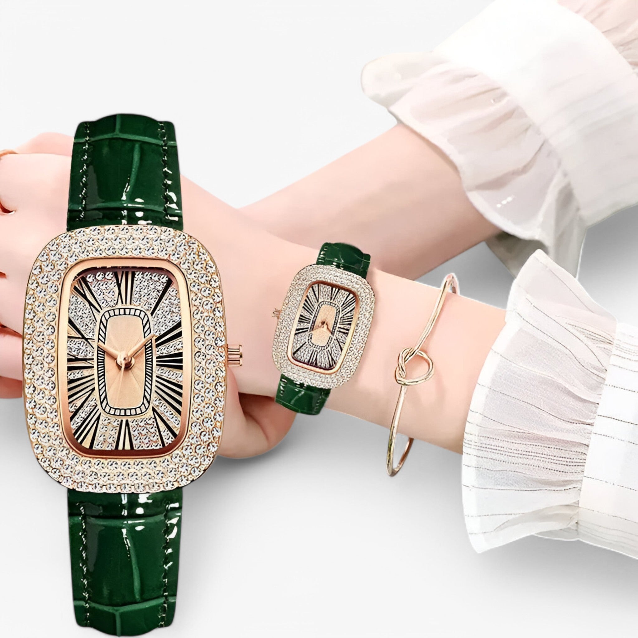 Orologio da donna verde in pelle con borchie decorative - - borchie decorative donna female watch orologio orologio donna pelle watch for women watches - Concept Palermo
