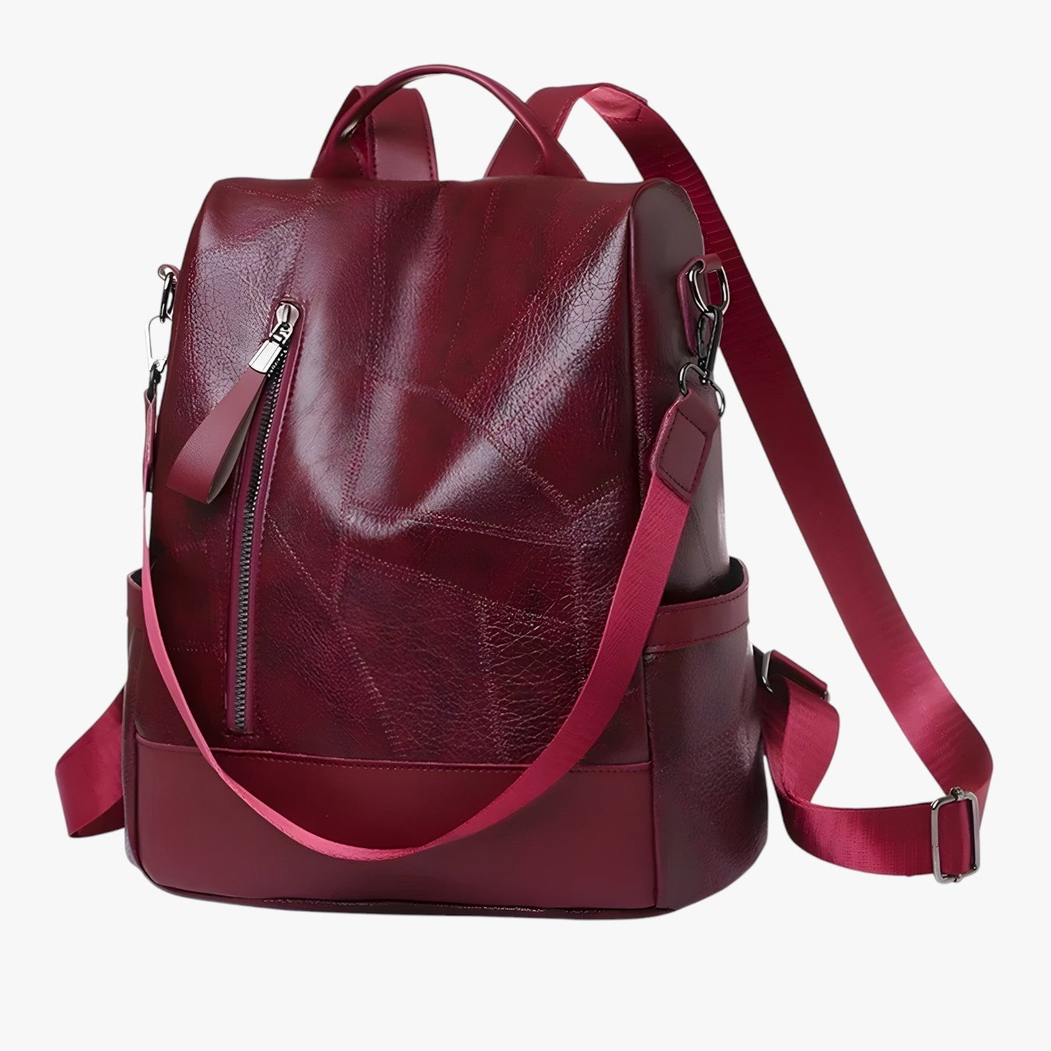 Zaino Donna in Vera Pelle Nera per Scuola, Viaggi e Lavoro - Elegante e Spazioso - Rosso - Bags donna pelle scuola scuola viaggi Shoulder Bags viaggi women bags - Concept Palermo