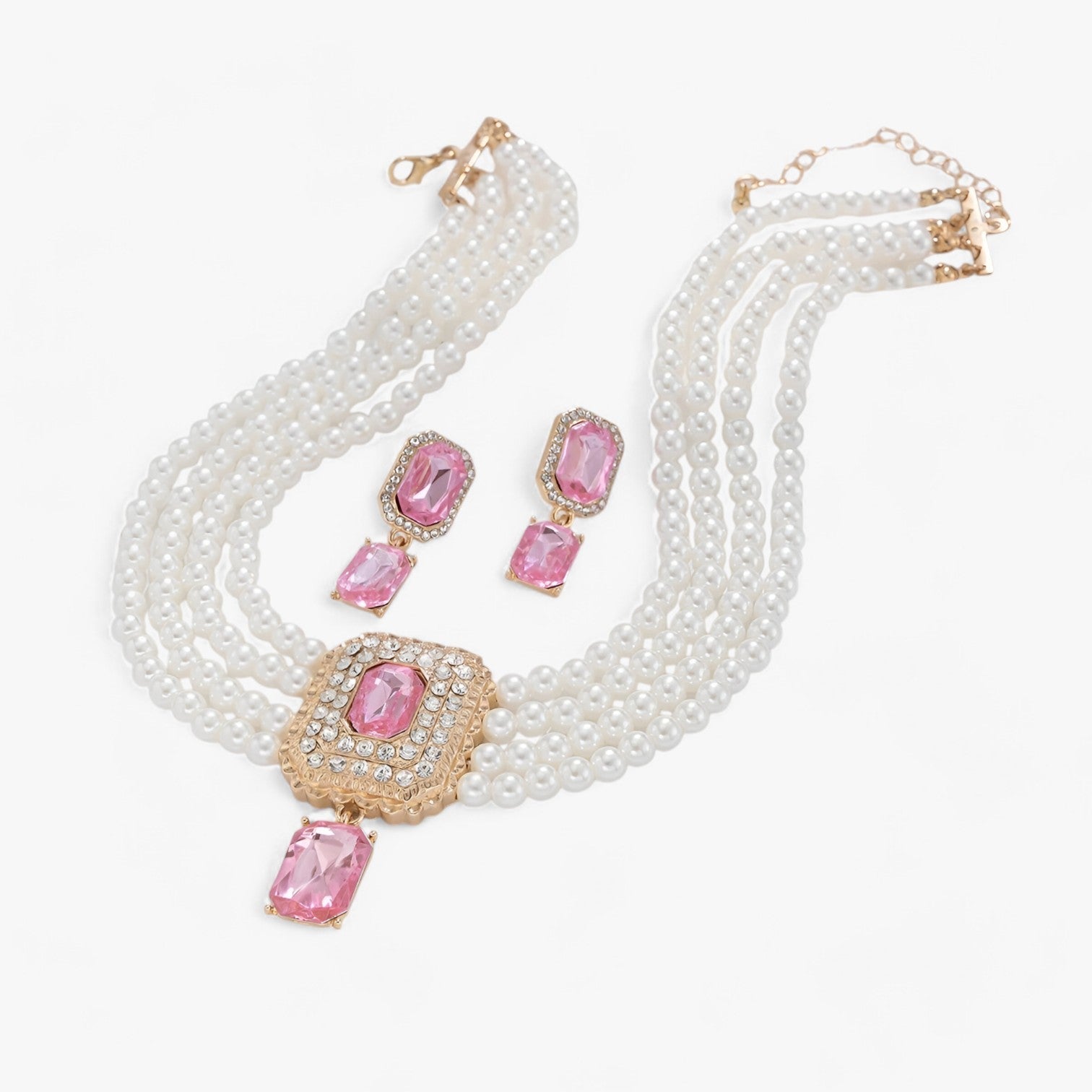 Eleganza Retro Lattaceo: Set di gioielli a più strati con perle per donne Lana Donna - Colore oro rosa - Accessories Jewelry donna donne eleganza eleganza retro Gift Gifts for women gioielli jewelry lana lattaceo women - Concept Palermo
