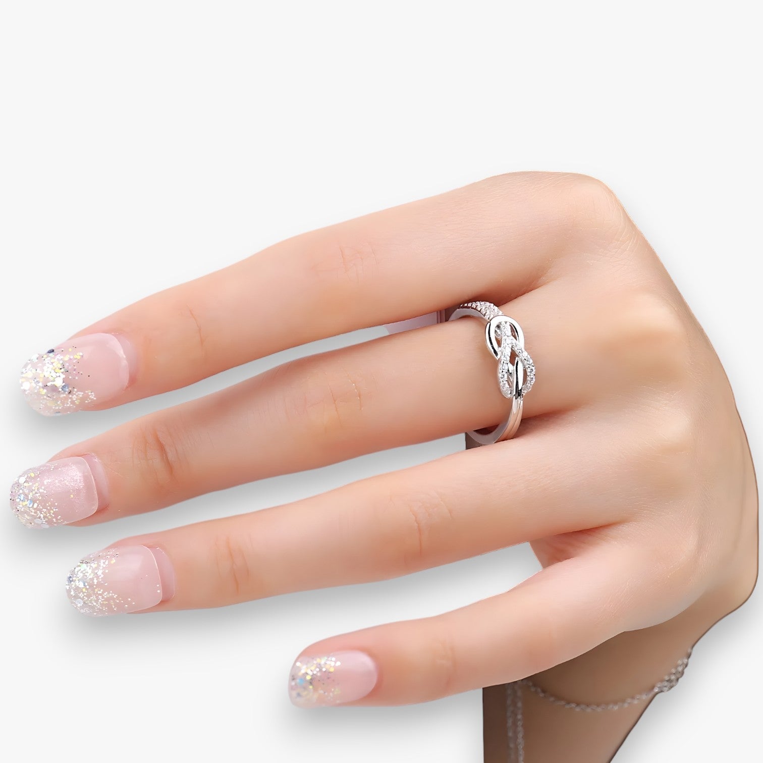 Anello Argento Sterling 925 Donna, Design Elegante con Zirconi Bianchi, Misura Regolabile - - Accessories Jewelry eleganza eleganza tempo jewelry Rings sterling tempo - Concept Palermo