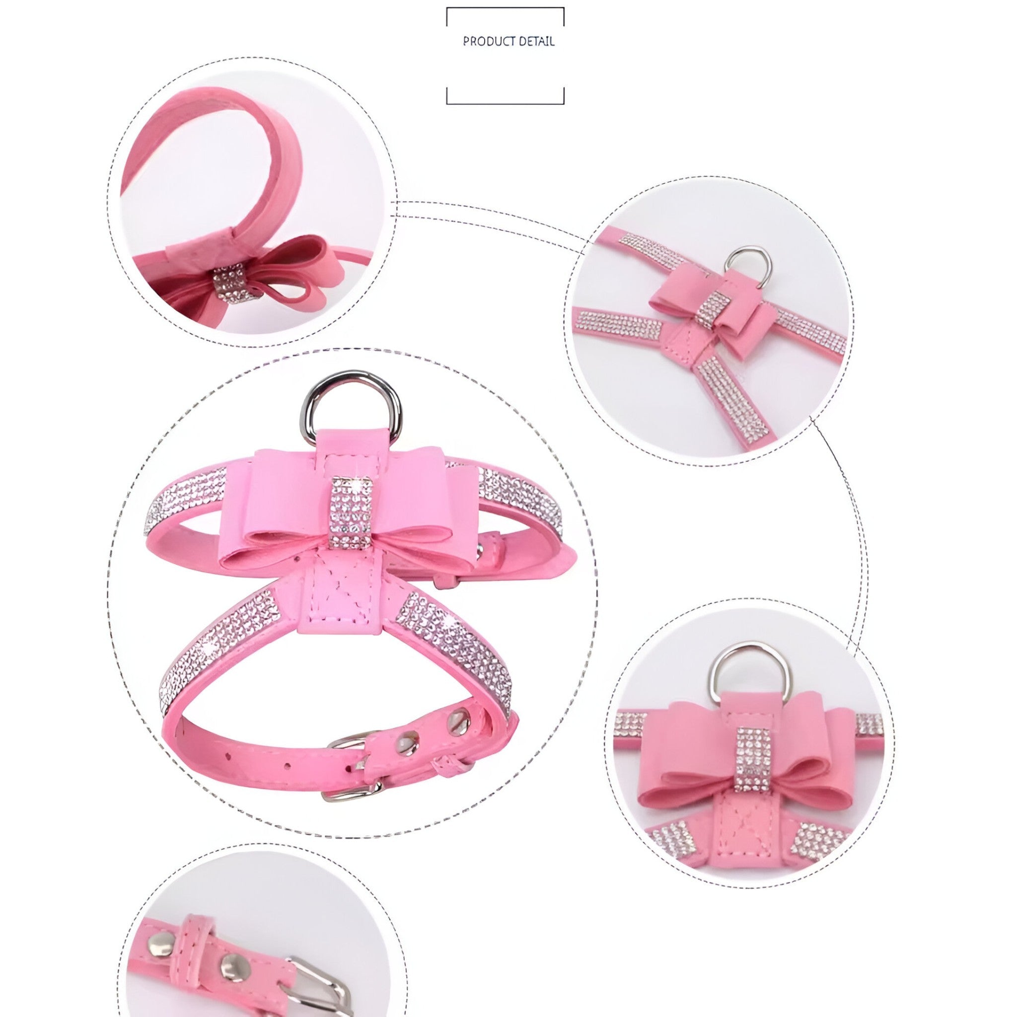 Pettorina in Velluto Nera con Fiocco e Strass, Elegante per Cani Piccoli e Gatti - - fiocco pelle pets & supplies pettorina pettorina velluto strass velluto - Concept Palermo