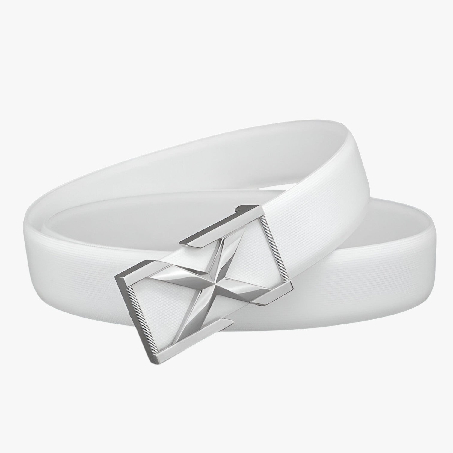 Cintura da Uomo con Fibbia X Stile Casual di Lusso per Giovani - Bianco Fibbia argento - Belts belts for men casual cintura cintura uomo fibbia giovani Mens belt stile uomo - Concept Palermo