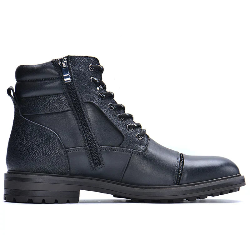 Stivali Uomo in Vera Pelle Marrone con Zip e Lacci - Stile Workwear Versatile