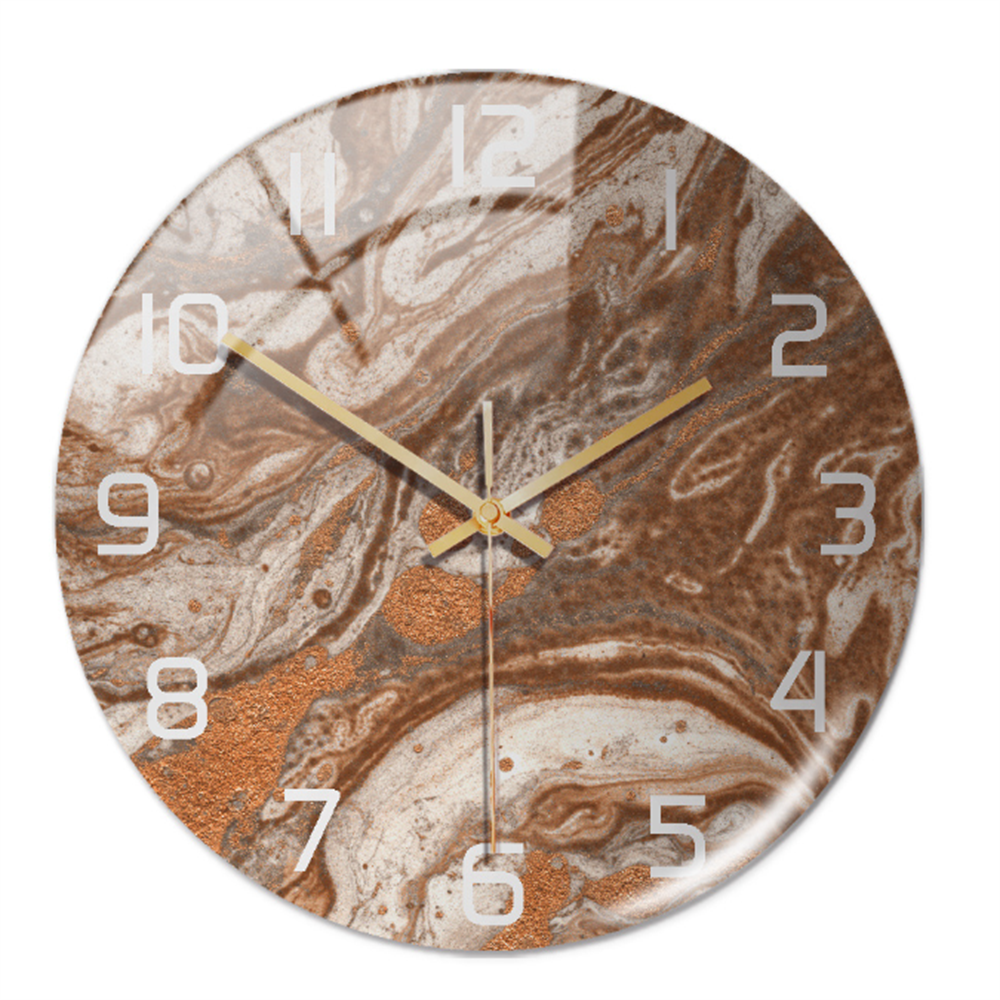 Orologio da Parete Silenzioso Ø30cm, Effetto Marmo Bianco Lusso Moderno per Soggiorno/Ufficio - Rame bruno - clocks marmo orologio orologio marmo tempo wall clocks - Concept Palermo