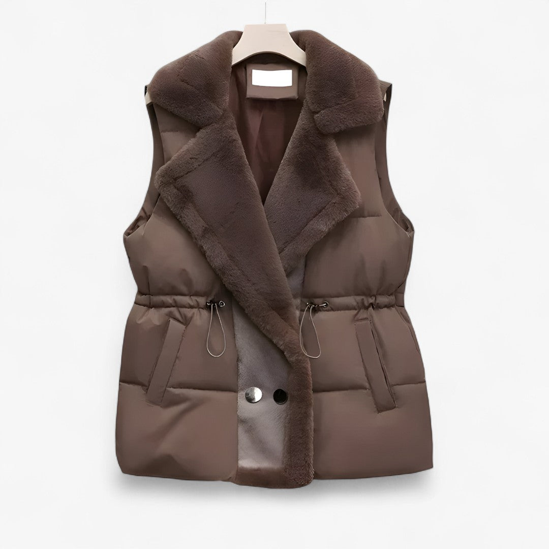 Gilet imbottito con collo in pelliccia sintetica – Vita regolabile, freddo Pelle Uomo - Marrone - collo freddo gilet gilet imbottito imbottito jacket pelle pelliccia regolabile - Concept Palermo