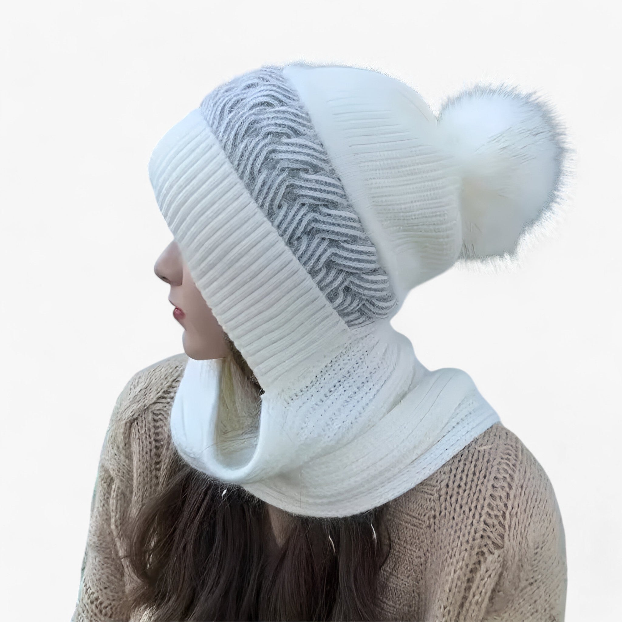 Cappello Invernale Magliato All-in-One – Caldo, Confortevole e Antivento Uomo - bianco - antivento beanies caldo cappello cappello invernale confortevole invernale magliato - Concept Palermo