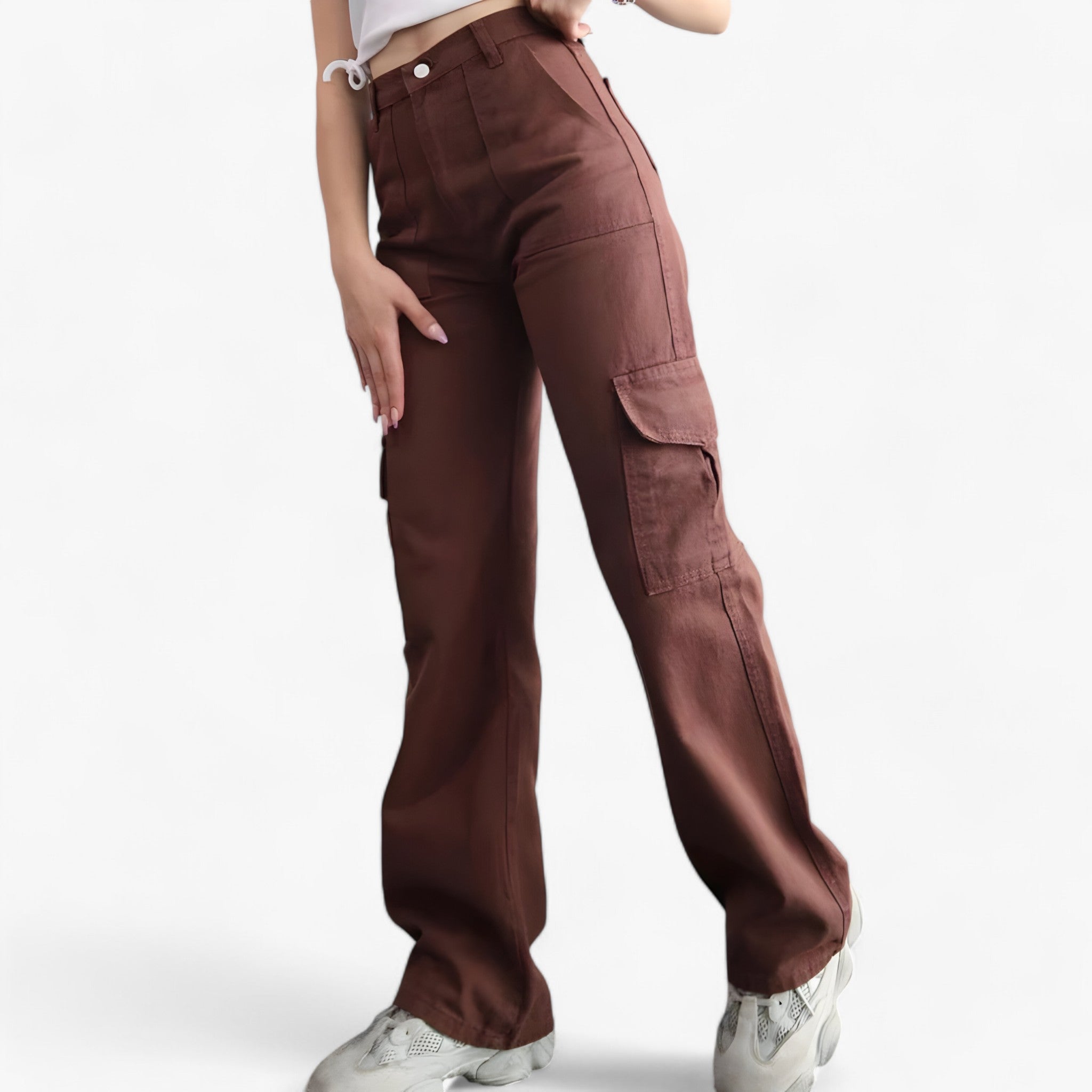 Pantaloni cargo - Streetwear e vestibilità comoda - Caffè - cargo comoda pantaloni pantaloni cargo pants streetwear vestibilità women pants - Concept Palermo