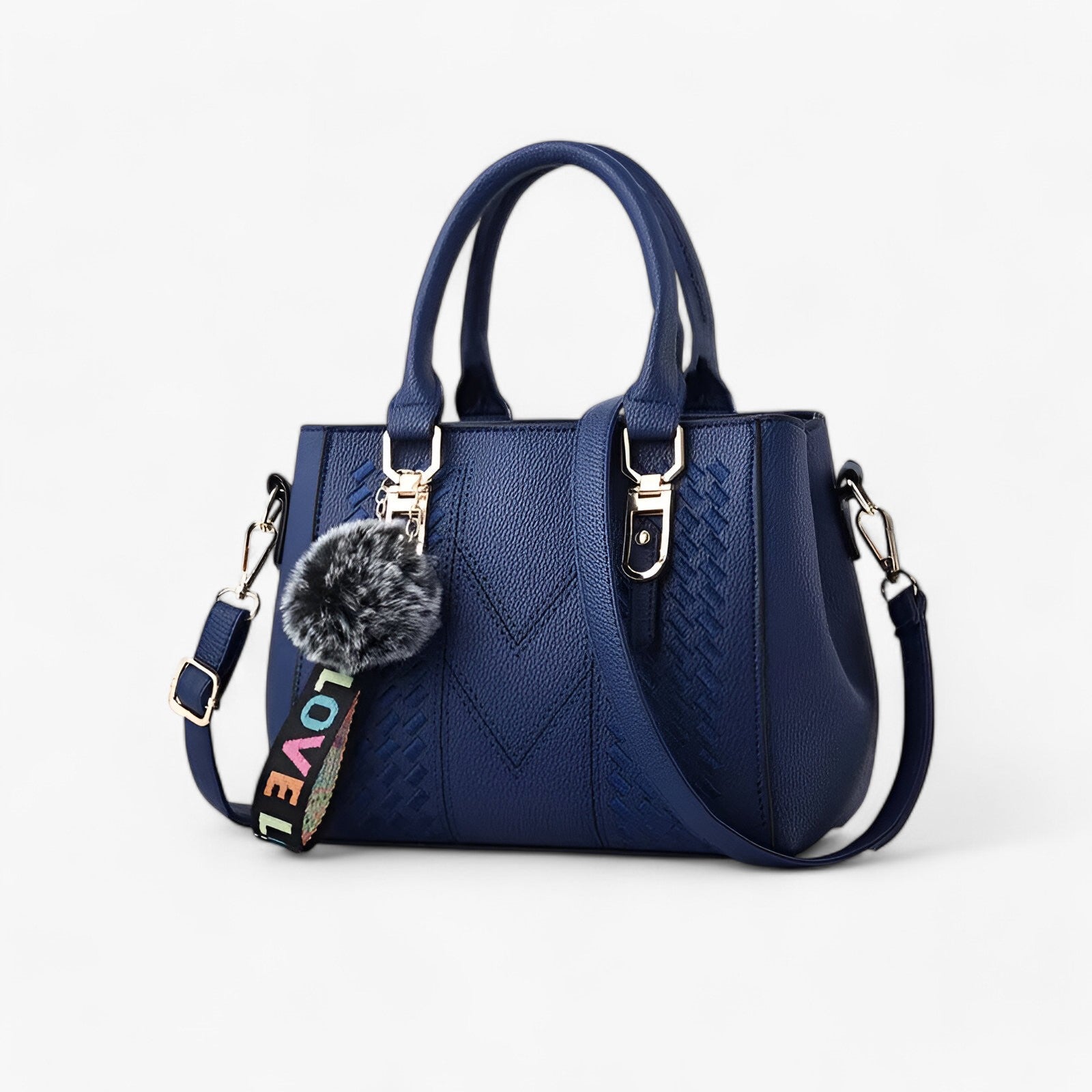 Borsa Messenger Donna Nera in Vera Pelle con Tracolla Regolabile e Pompon - - bag bags borsa borsa messenger casual bag donna Gift Gifts for women Handbag messenger pelle pompon women bags womens fashion - Concept Palermo