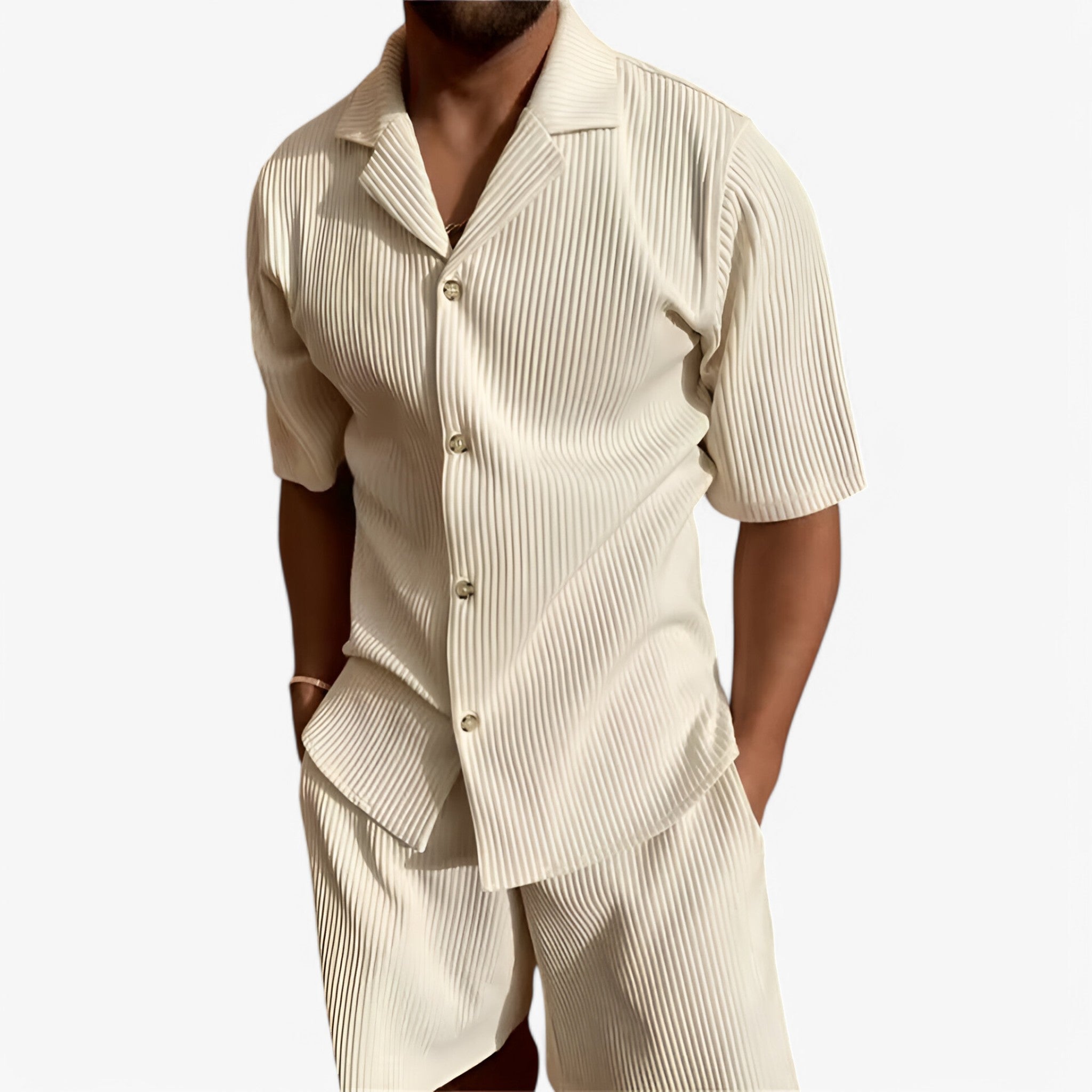 Tuta Casual in Velluto a Coste Uomo - Bianco crema - casual coste men's top clothes tuta tuta casual uomo velluto - Concept Palermo