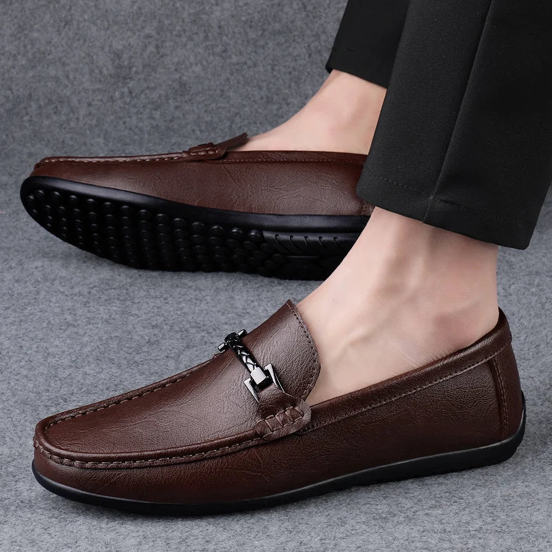 Mocassini da uomo in pelle con motivo a serpente in marrone scuro - - mocassini mocassini uomo motivo Occasion:Formal pelle scuro serpente shoes Shoes men uomo - Concept Palermo