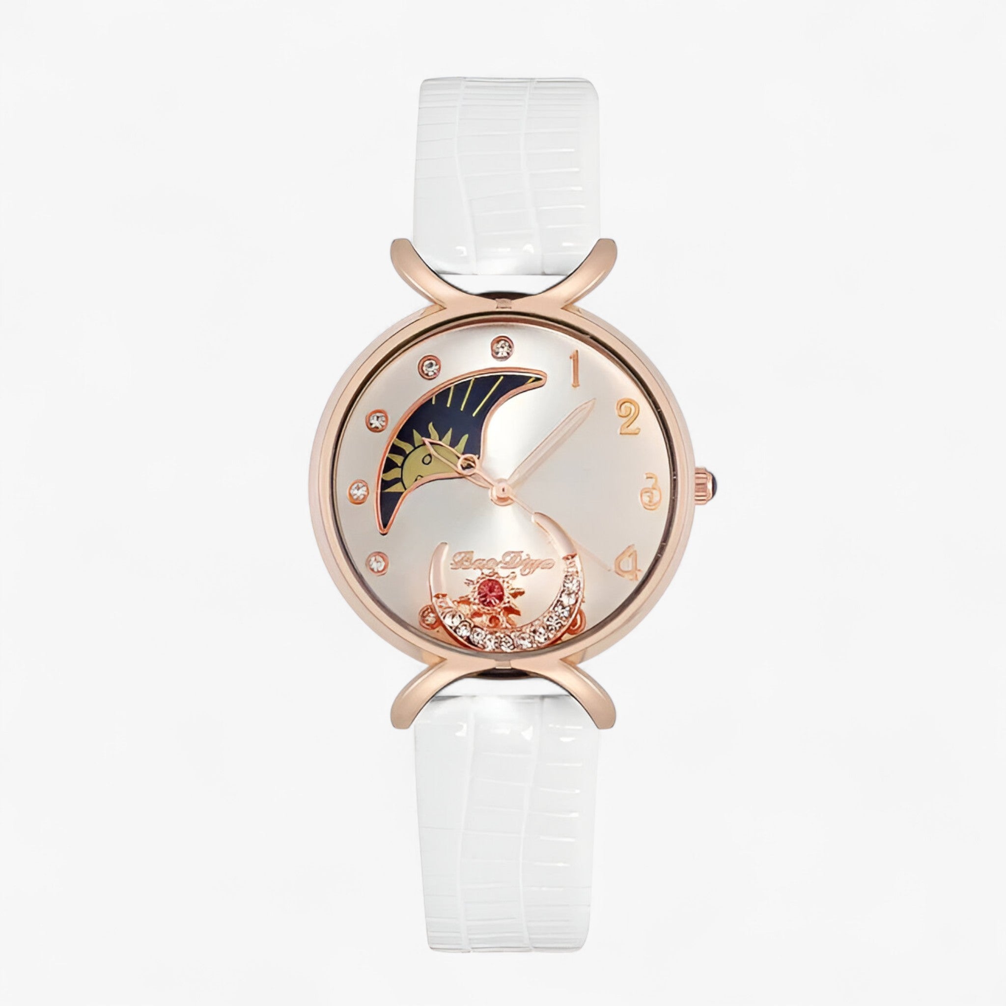 Orologio da donna di lusso al quarzo con cinturino in pelle e luna mobile - Bianca - cinturino donna female watch luna mobile orologio orologio donna pelle quarzo watch for women - Concept Palermo