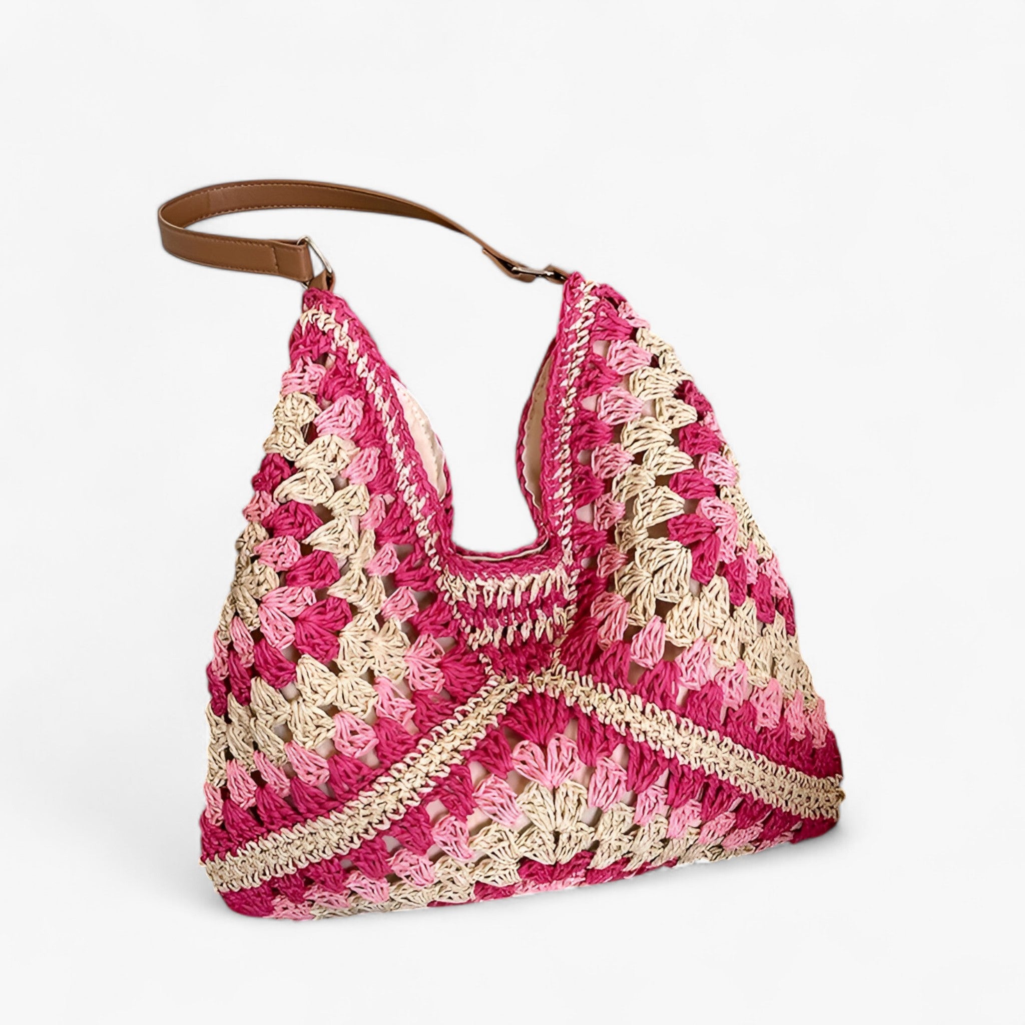 Borsa Donna Grande in Paglia Naturale Marrone con Manici in Vera Pelle - Stile Estivo Chic - - borsa borsa spalla donna estiva gracia | borsa a spalla estiva - €25 spalla - Concept Palermo
