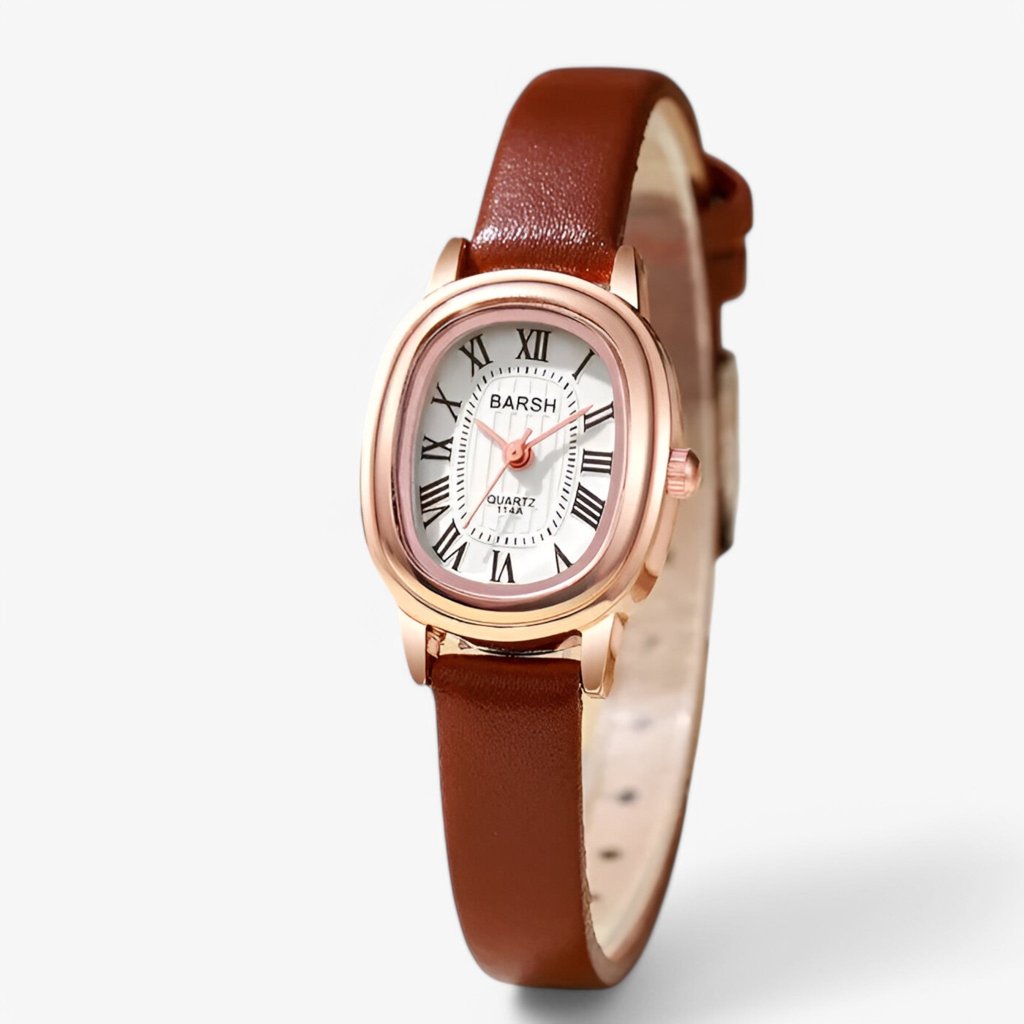 Orologio Donna Elegante con Quadrante Ovale, Cinturino in Vera Pelle Nero - Marrone scuro - donna female watch orologio orologio donna ovale quadrante quarzo watch for women watches - Concept Palermo