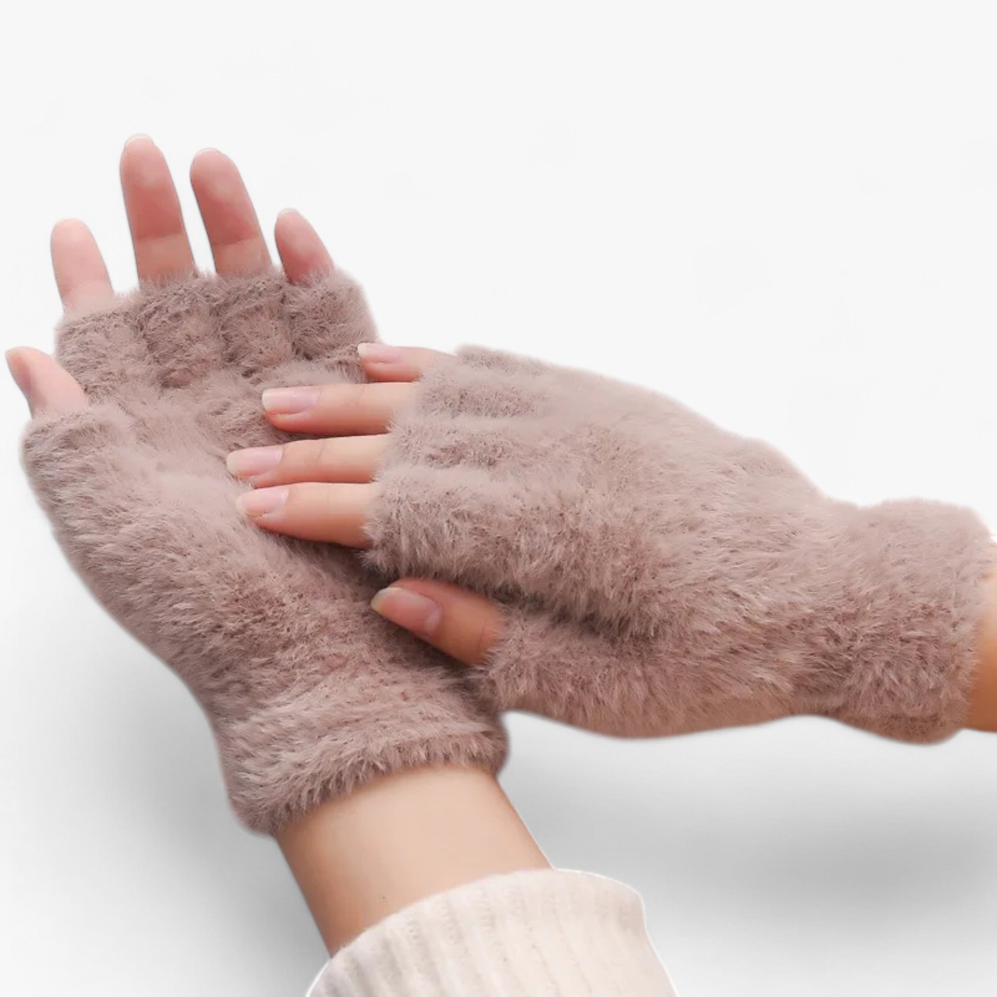 Guanti in mink sintetico a mezzo dito - Comfort caldo e touchscreen Uomo - Khaki - caldo comfort dito gloves & mittens guanti guanti mink mezzo mink - Concept Palermo