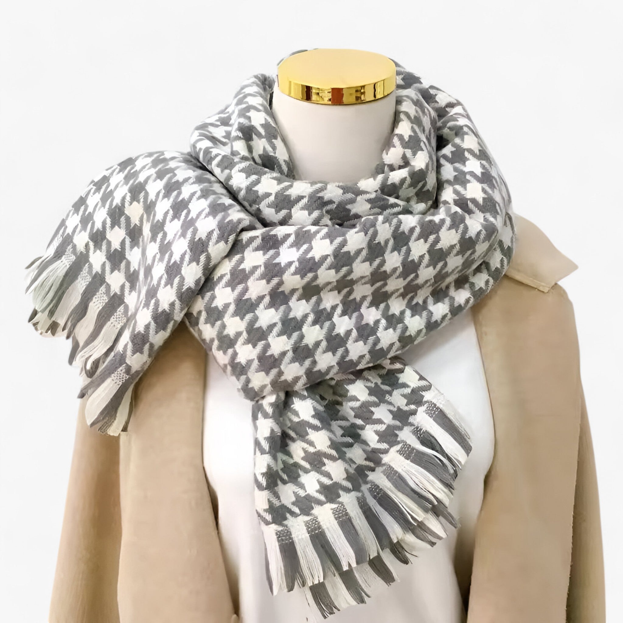 Sciarpa a Quadri Nero-Bianco - Classica, Calda e Stilosá Uomo - GRIGIO - calda classica quadri scarves & shawls sciarpa sciarpa quadri stilos uomo - Concept Palermo
