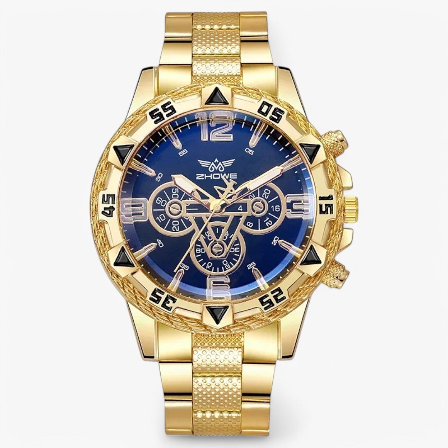 Orologio da uomo di lusso - senza tempo con accenti di luce blu - Oro-Nero - accenti luce mens accessory orologio orologio uomo tempo uomo watch for men watches - Concept Palermo