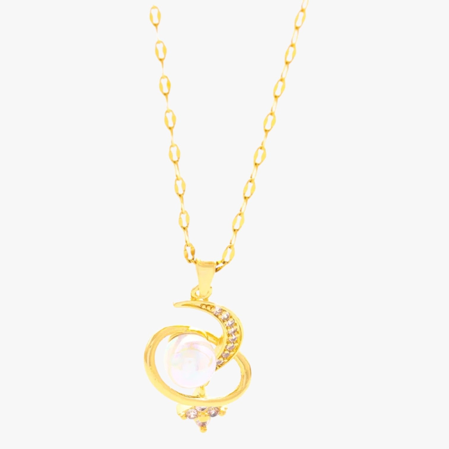 Collana romantica in acciaio inossidabile con luna e stella - - acciaio collana collana romantica elegant womens necklaces inossidabile jewelry luna necklace NECKLACES Necklaces for Women romantica stella - Concept Palermo