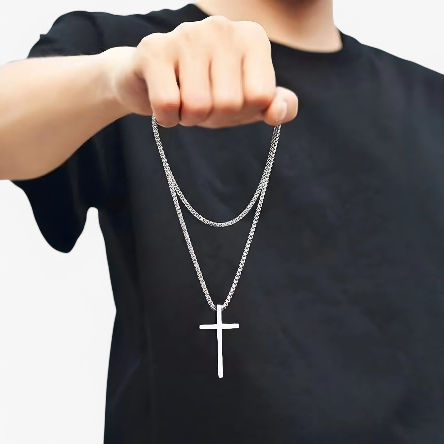 Ciondolo in Croce d'Argento – Cool & Senza Tempo in Acciaio Inossidabile Lana - - acciaio ciondolo ciondolo croce cool croce inossidabile jewelry lana necklace for men NECKLACES Stainless Steel Necklace - Concept Palermo