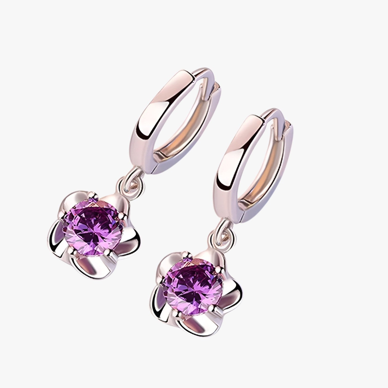 Orecchini in argento sterling – brillantezza di zirconi scintillanti Donna - Viola - 925 sterling silver earrings for women Accessories Jewelry brillantezza donna EARRINGS jewelry orecchini orecchini sterling scintillanti sterling zirconi - Concept Palermo