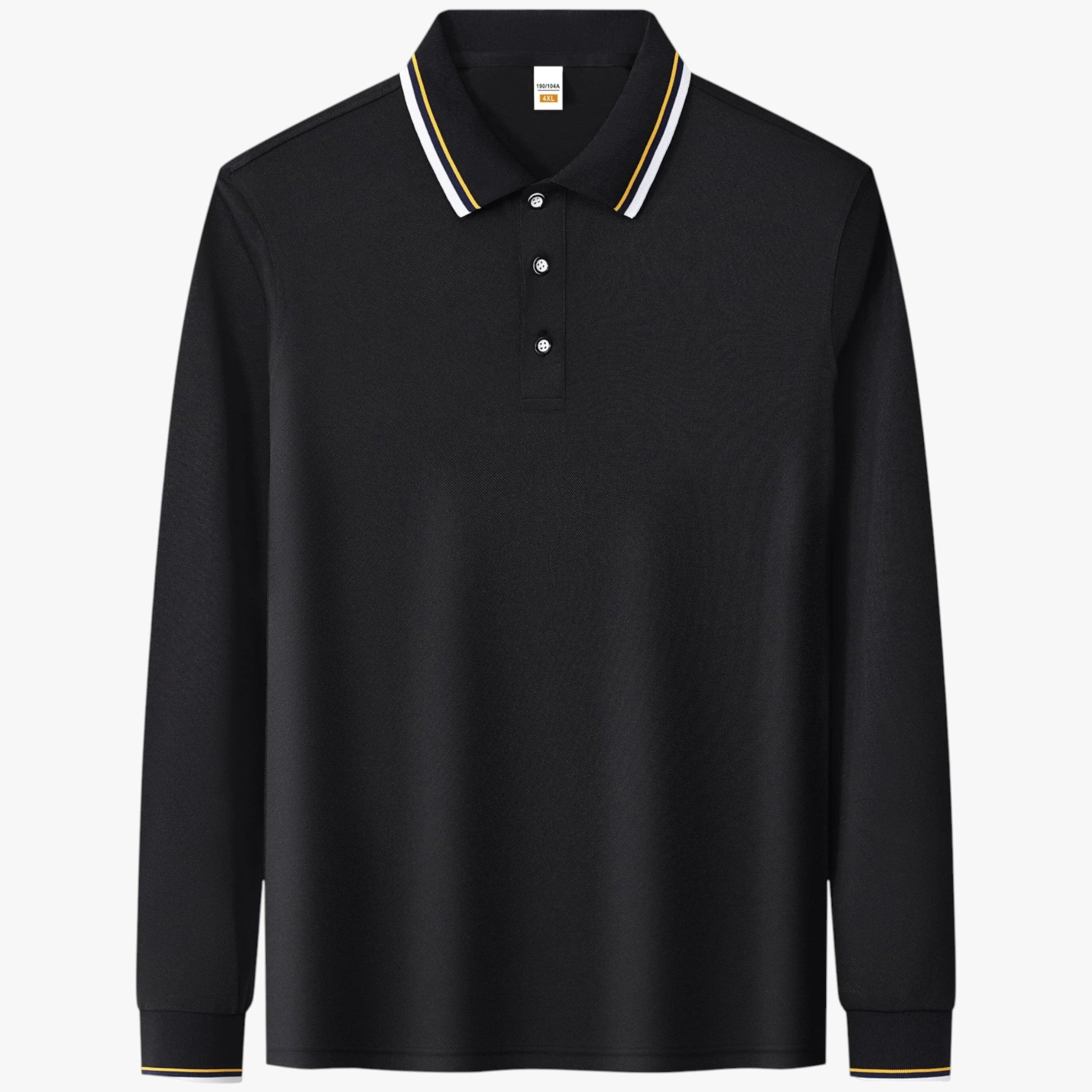 Maglietta Polo da Uomo a Maniche Lunghe - Nero - lunghe maglietta maglietta polo maniche men's sweater polo uomo - Concept Palermo
