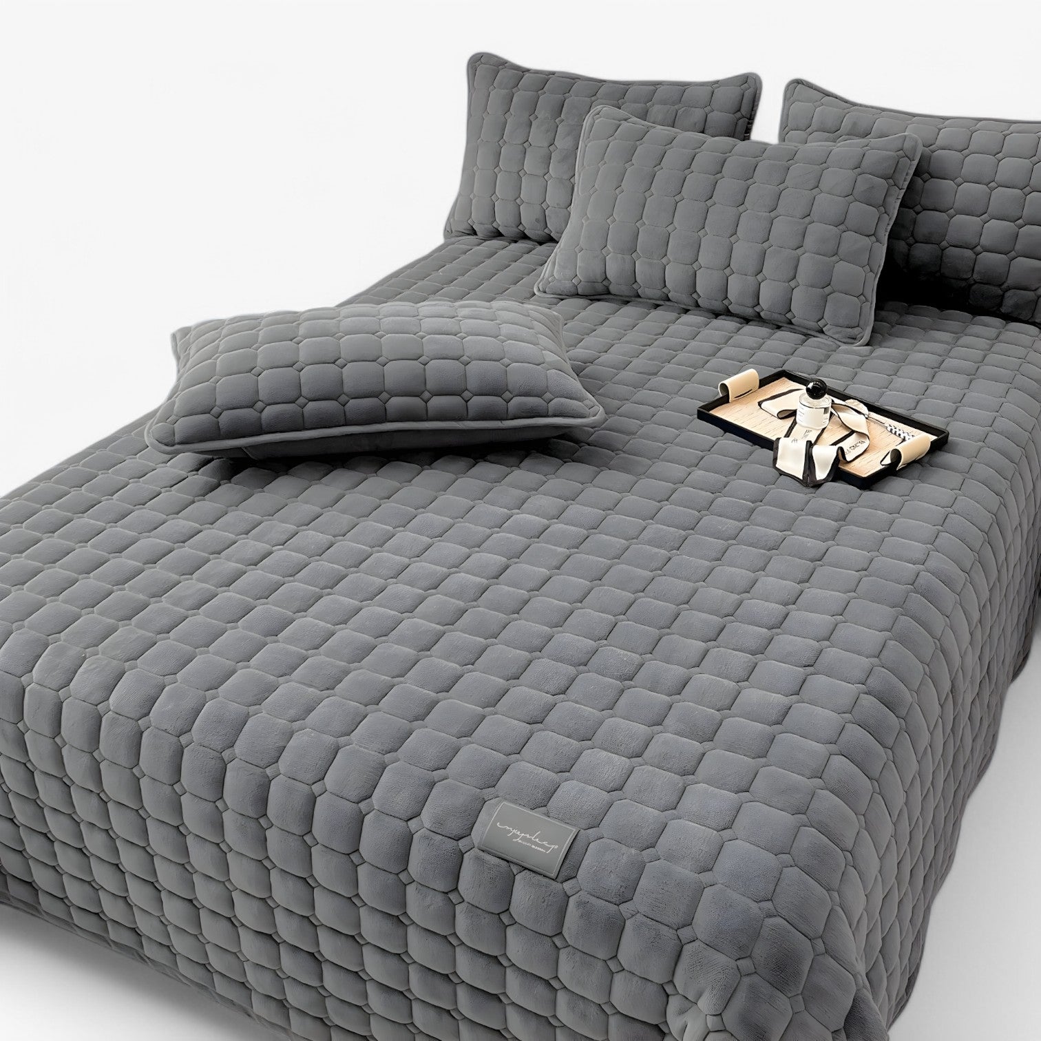 Copripiumino in morbido velluto per comfort e lusso - Grigio scuro 230x250cm-Re Constantine - bedroom comfort copripiumino copripiumino velluto Home home & garden velluto - Concept Palermo