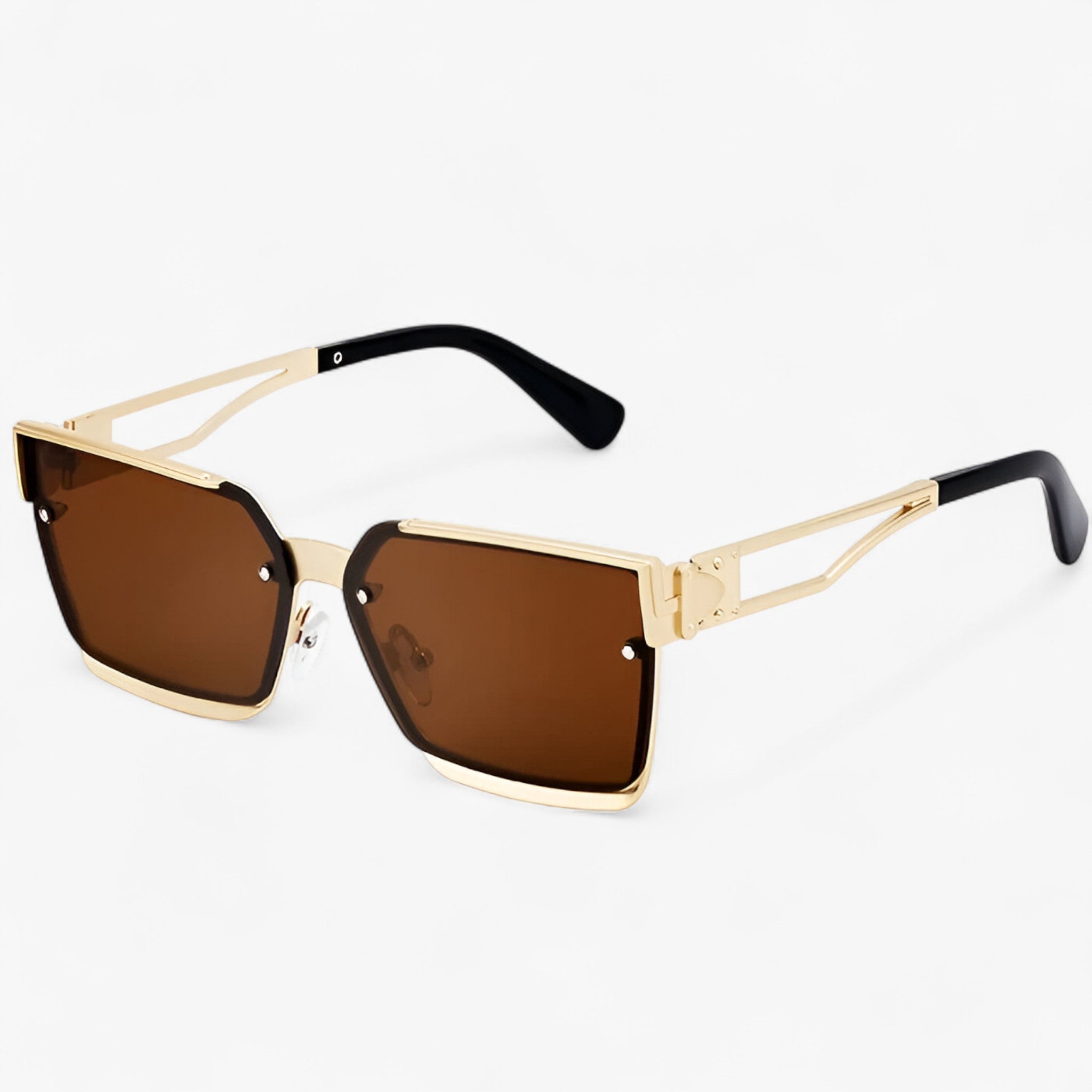 Occhiali da sole quadrati vintage punk con montatura in metallo Uomo - Marrone - Fashion Sunglasses men sunglasses polarized mens sunglasses metallo montatura occhiali occhiali sole Polarized man sunglasses punk quadrati sole sunglasses sunglasses polarized men - Concept Palermo
