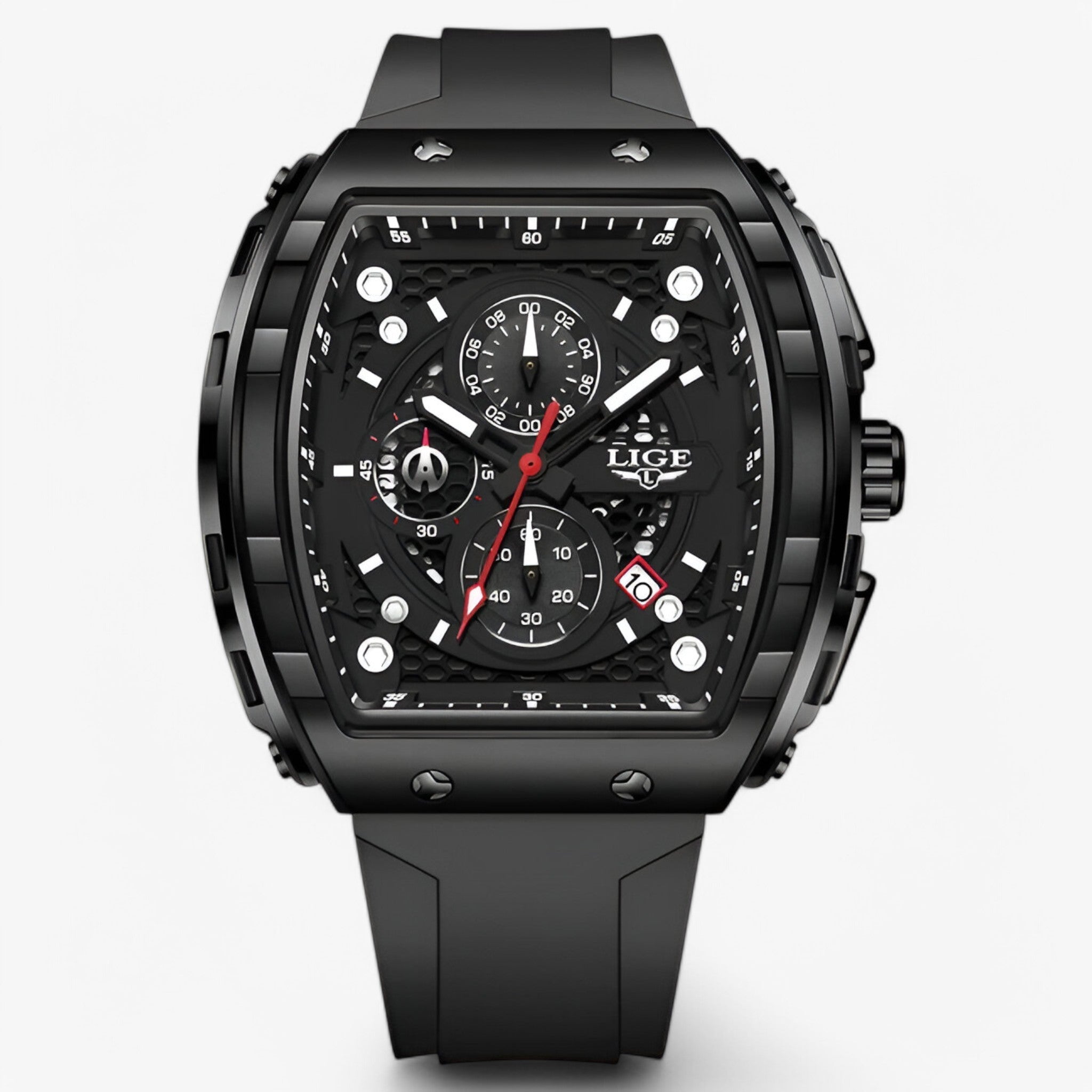 Orologio Sportivo Uomo Lusso in Silicone Nero con Cronografo - Tutto nero - accessoires horloges orologio orologio sportivo silicone sport sportivo uomo watches - Concept Palermo
