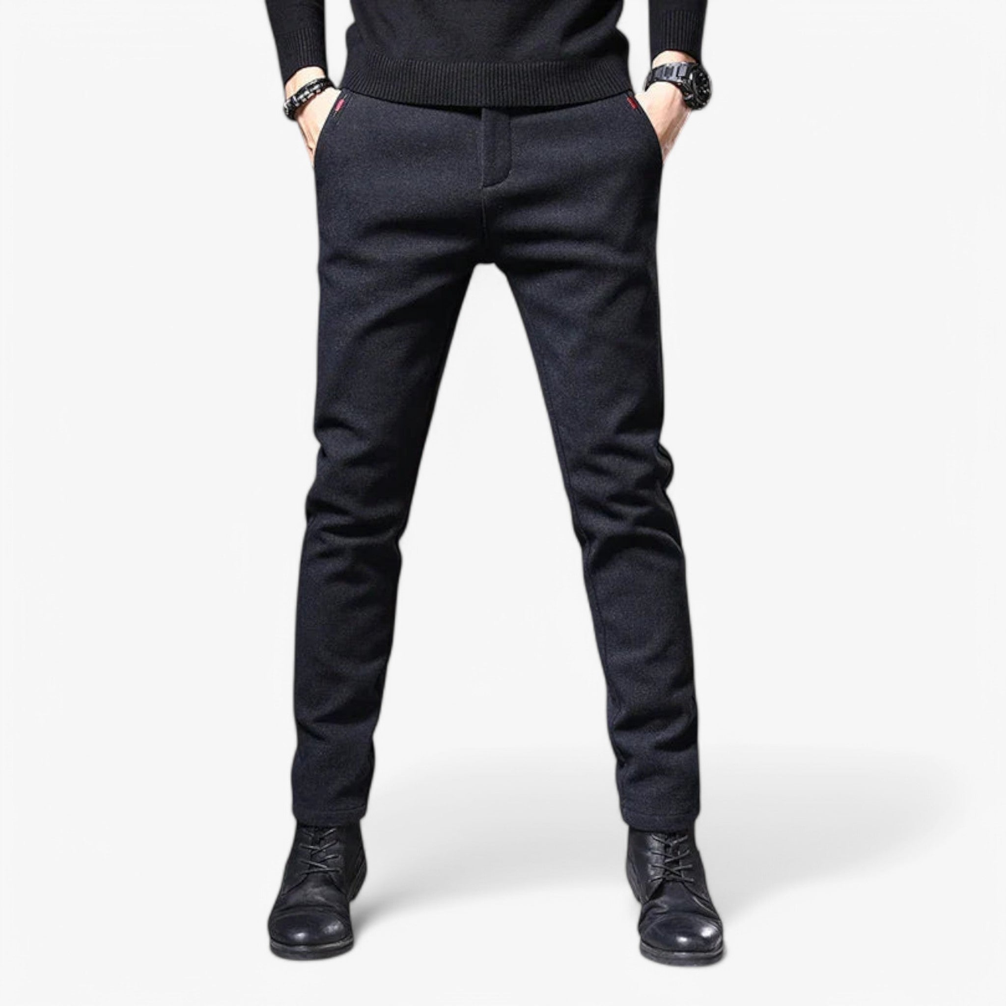 Pantalone Uomo Cotone Stretch Blu Comfort Fit - Nero - comfort cotone pantalone pantalone uomo pants stretch uomo - Concept Palermo
