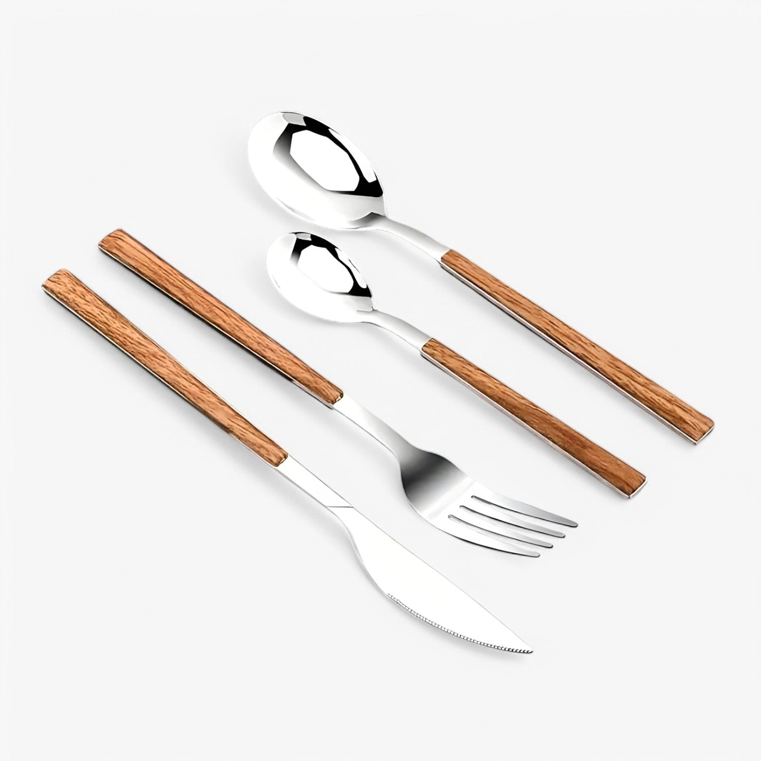 Set di Posate da 12 Pezzi – Manici in Legno, Lavabile in Lavastoviglie Acciaio - - acciaio Kitchen kitchen & dining kitchen accessory kitchen tools lavabile lavastoviglie legno manici pezzi posate - Concept Palermo