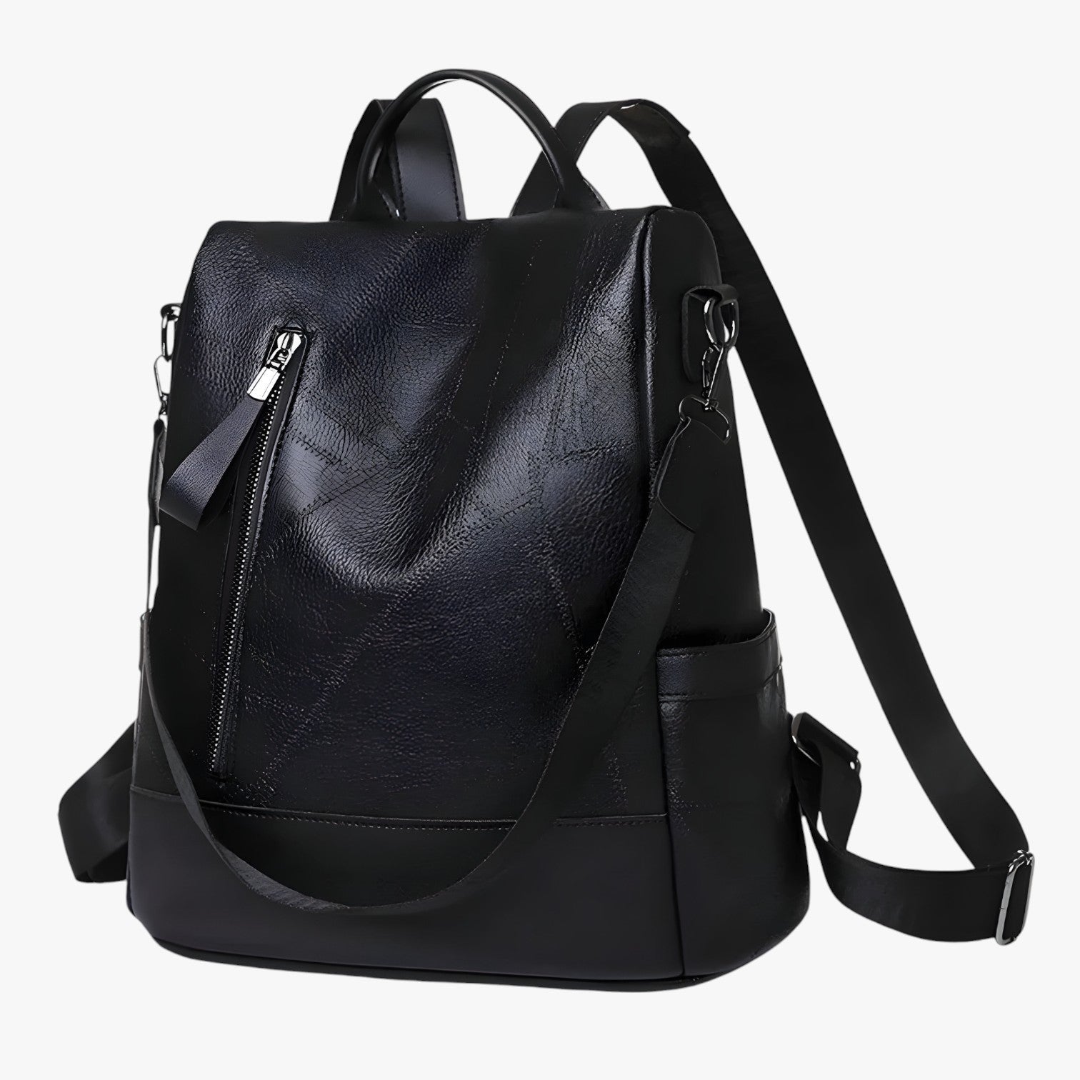 Zaino Donna in Vera Pelle Nera per Scuola, Viaggi e Lavoro - Elegante e Spazioso - Nero - Bags donna pelle scuola scuola viaggi Shoulder Bags viaggi women bags - Concept Palermo