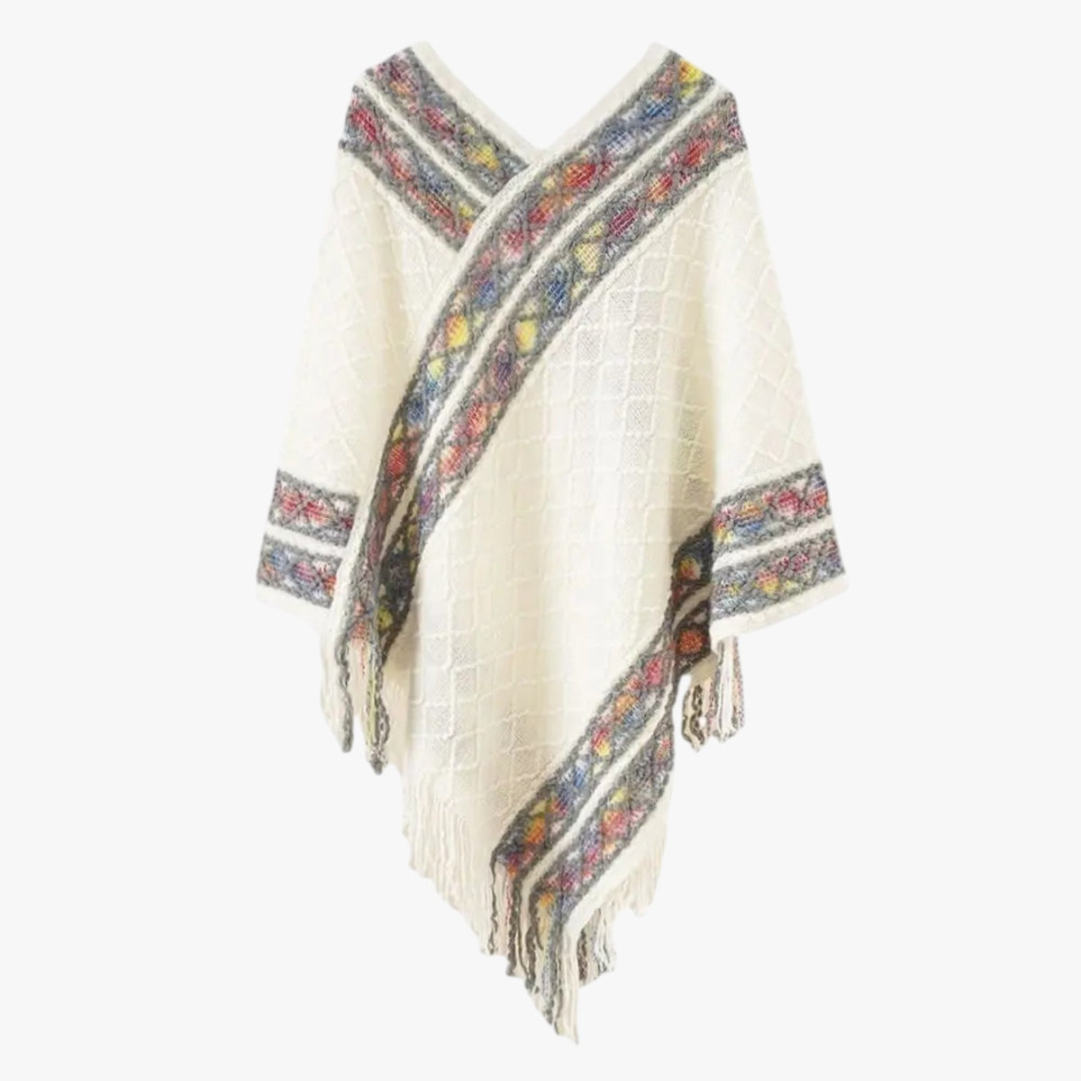 Poncho a righe con nappe - Calore e stile ovunque Cotone - - calore cotone Cotton nappe overig ovunque poncho poncho righe righe Solid stile Unisex - Concept Palermo