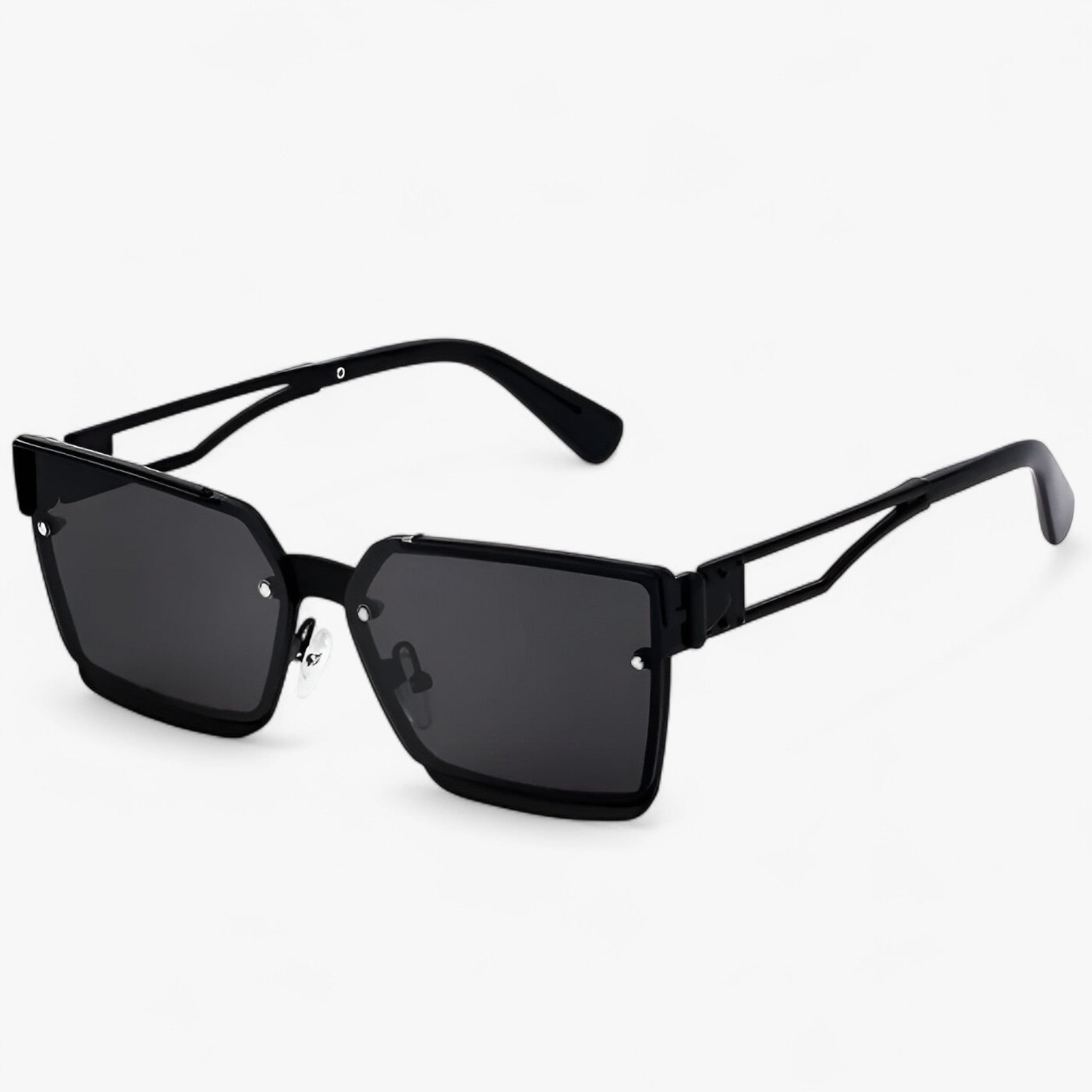 Occhiali da sole quadrati vintage punk con montatura in metallo Uomo - Nero Grigio - Fashion Sunglasses men sunglasses polarized mens sunglasses metallo montatura occhiali occhiali sole Polarized man sunglasses punk quadrati sole sunglasses sunglasses polarized men - Concept Palermo