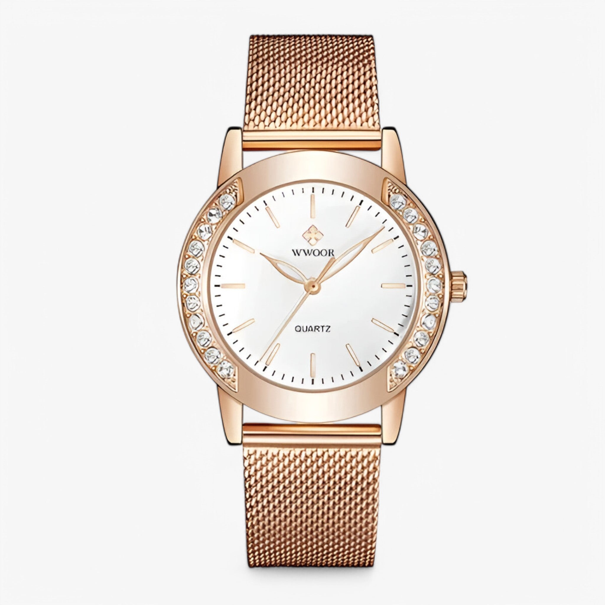 Orologio bracciale di lusso con diamanti - rosa bianca - bracciale diamanti orologio orologio bracciale watch for women watches - Concept Palermo