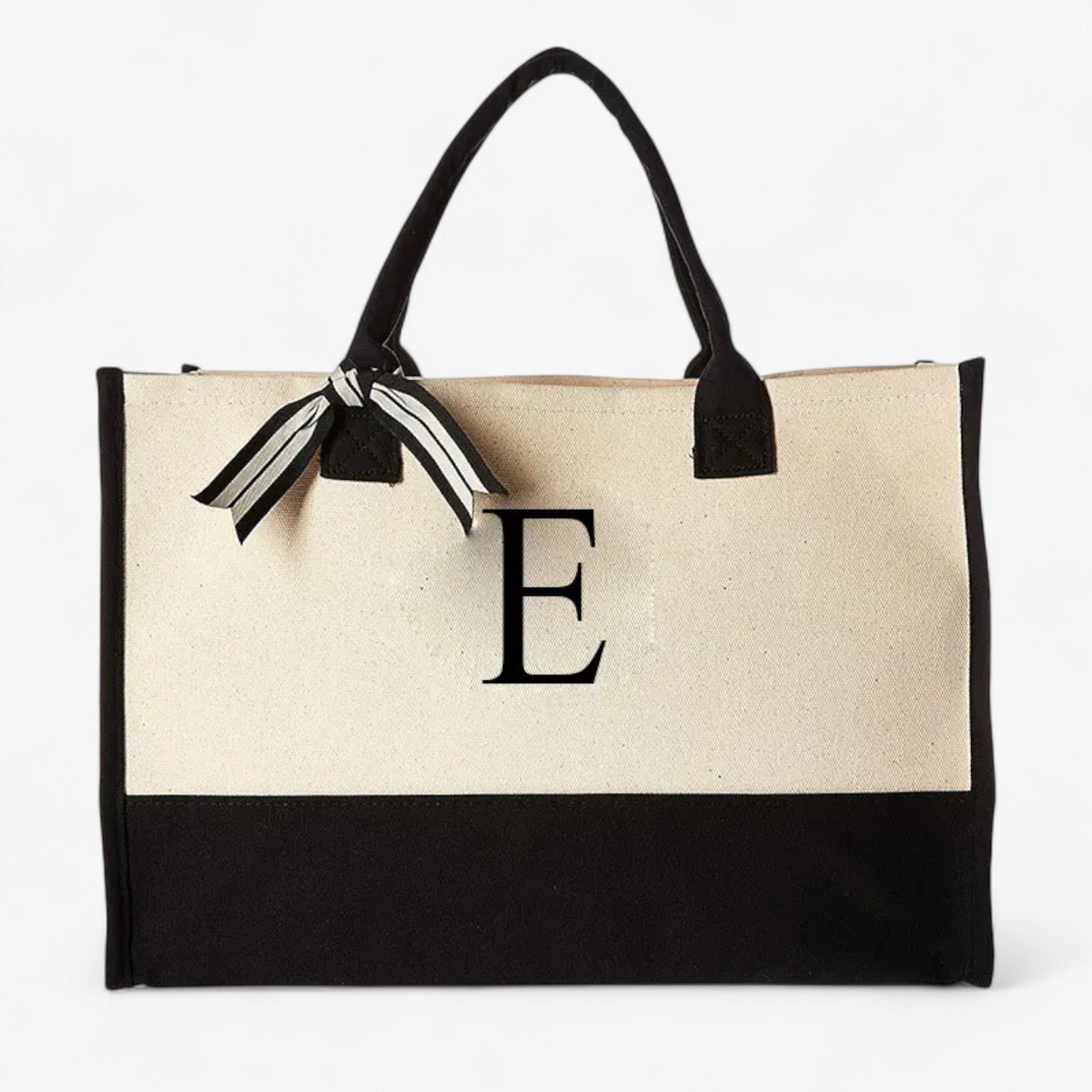 Borsa Tote Donna Grande in Tela Personalizzata con Iniziali - Elegante e Resistente - E - Bags borsa borsa tote donna handbags personalizzata tote tote bags Women's handbags - Concept Palermo