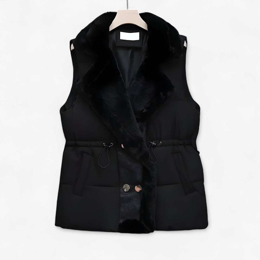 Gilet imbottito con collo in pelliccia sintetica – Vita regolabile, freddo Pelle Uomo - Nero - collo freddo gilet gilet imbottito imbottito jacket pelle pelliccia regolabile - Concept Palermo
