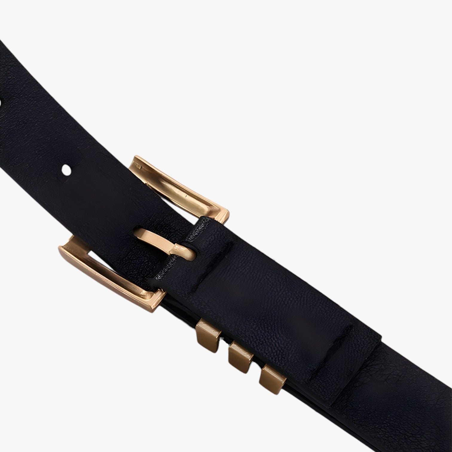 Cintura Donna Elegante Nera con Fibbia Dorata Sottile in Ecopelle - - belt buckle women belts cintura cintura donna donna dorata fibbia stilosa Womens belt - Concept Palermo