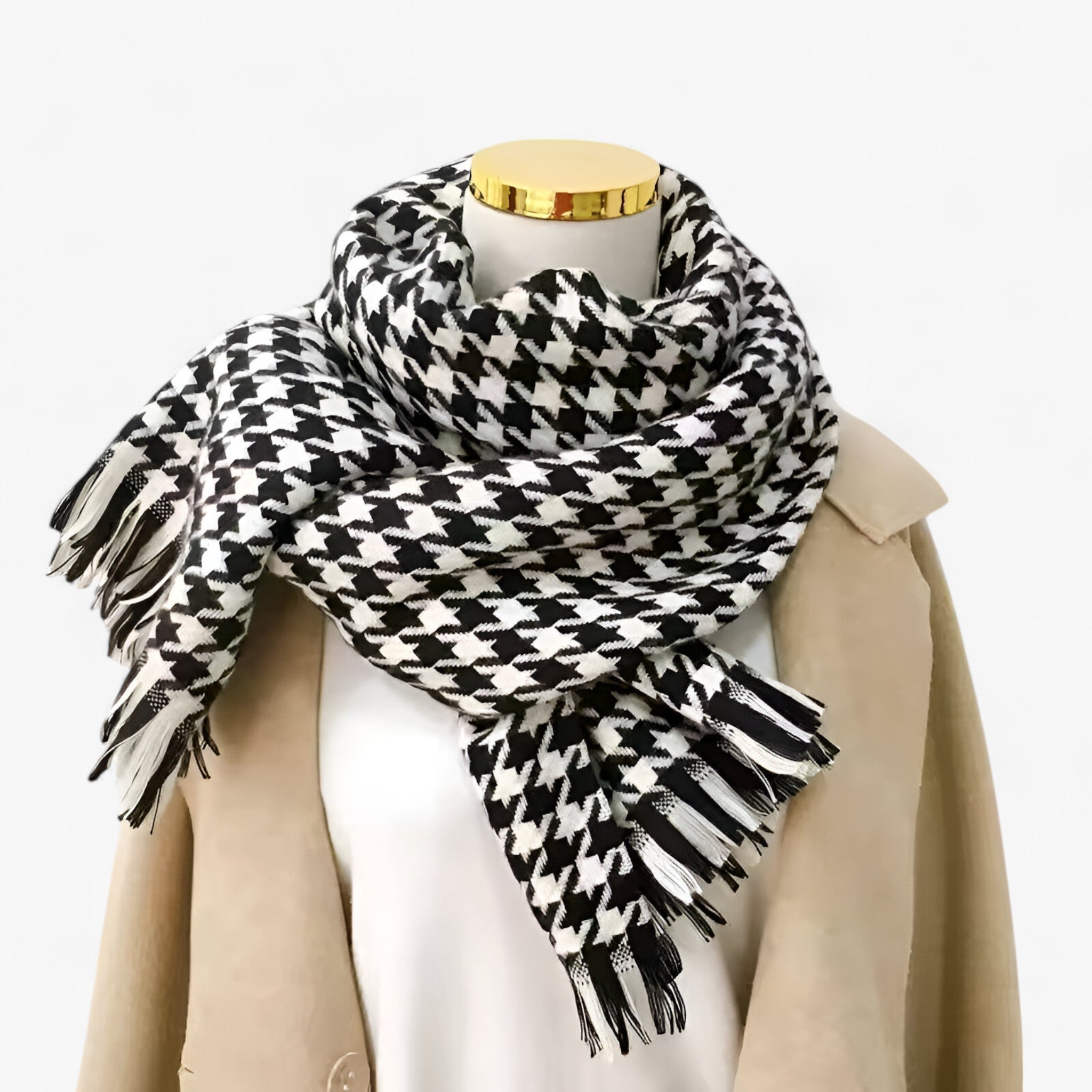 Sciarpa a Quadri Nero-Bianco - Classica, Calda e Stilosá Uomo - khaki - calda classica quadri scarves & shawls sciarpa sciarpa quadri stilos uomo - Concept Palermo