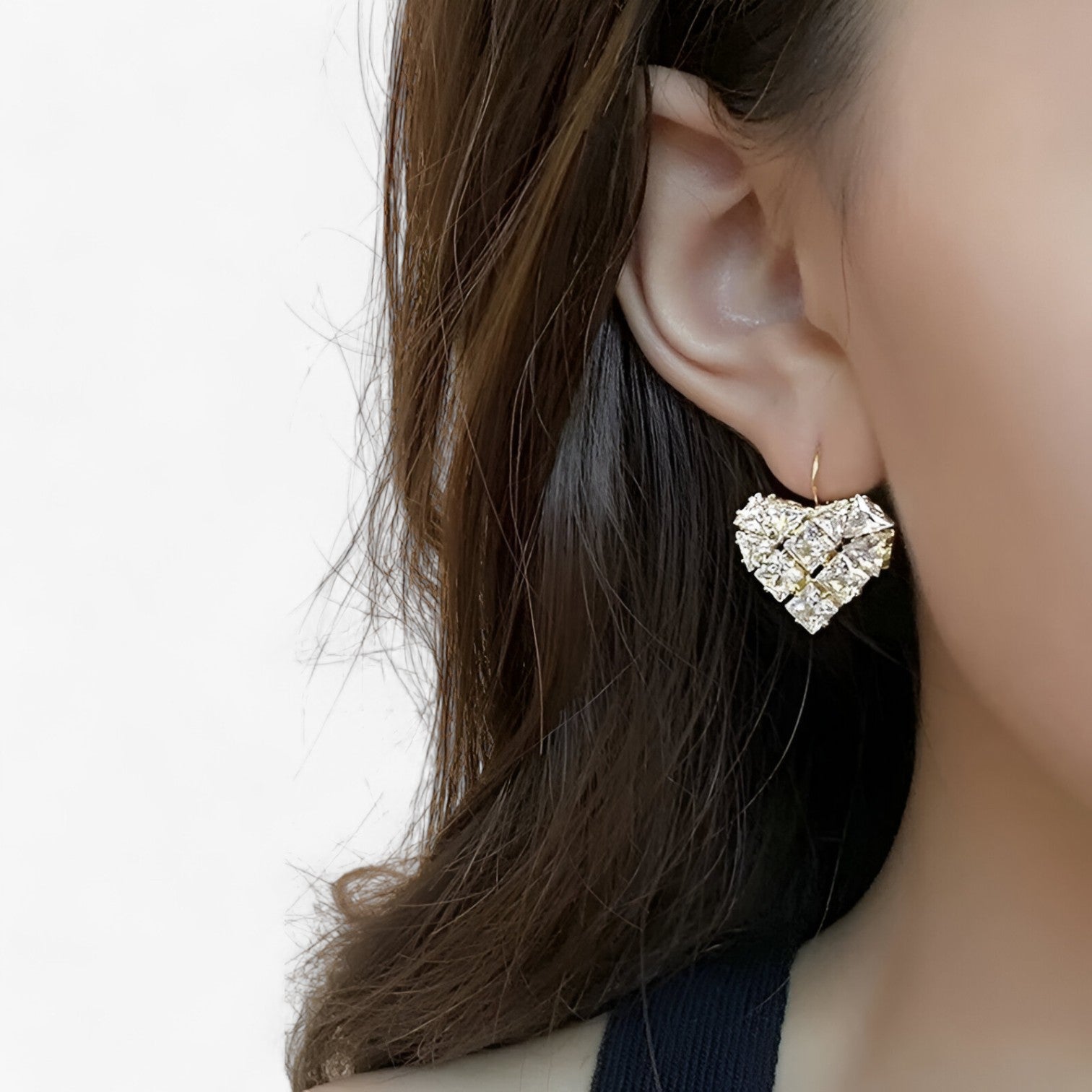 Orecchini a forma di cuore di lusso francese con zirconia Uomo - - Accessories Jewelry cuore EARRINGS forma francese jewelry orecchini orecchini forma uomo zirconia - Concept Palermo