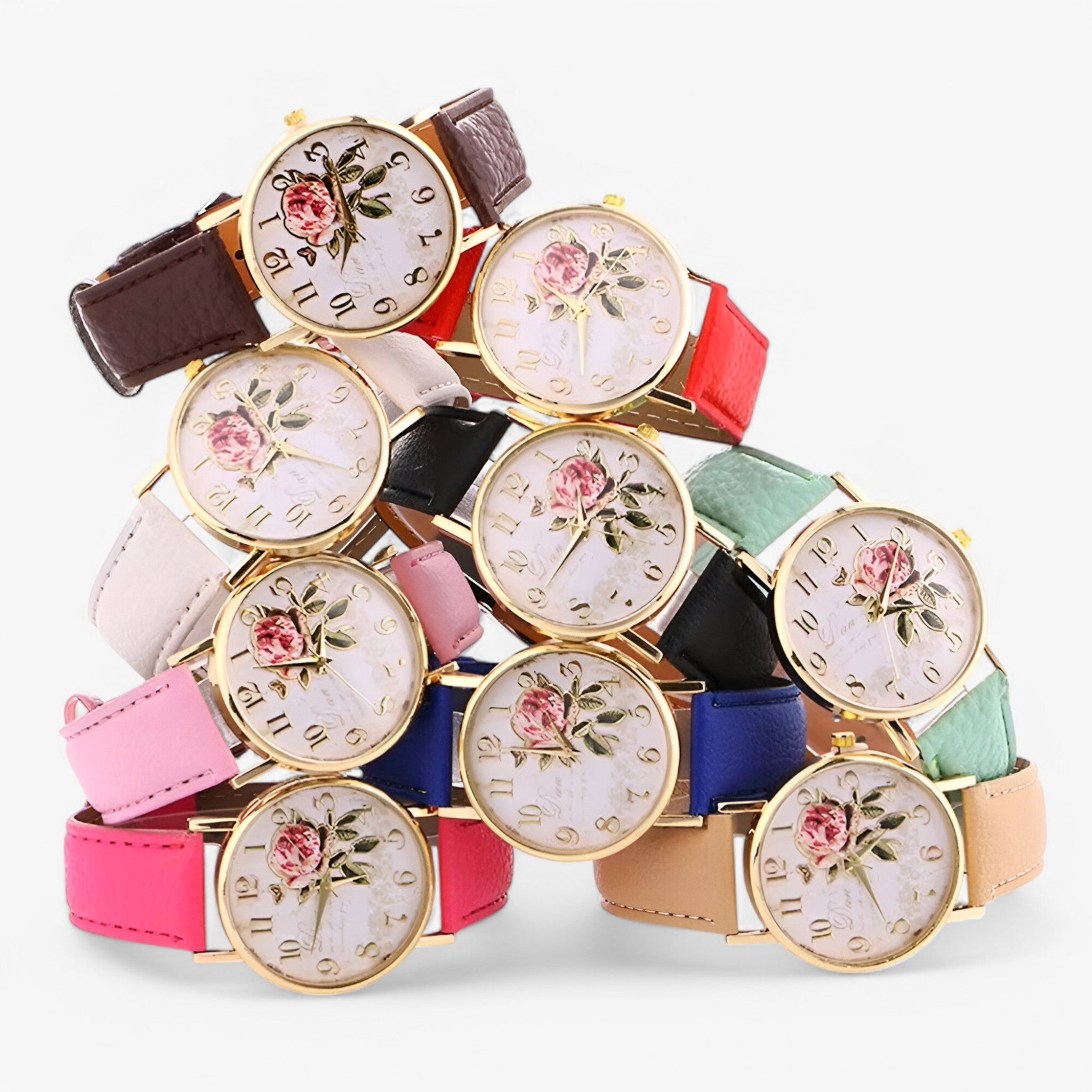 Orologio con fiore di rosa e cinturino in similpelle - - cinturino female watch fiore orologio orologio fiore similpelle watch for women watches - Concept Palermo