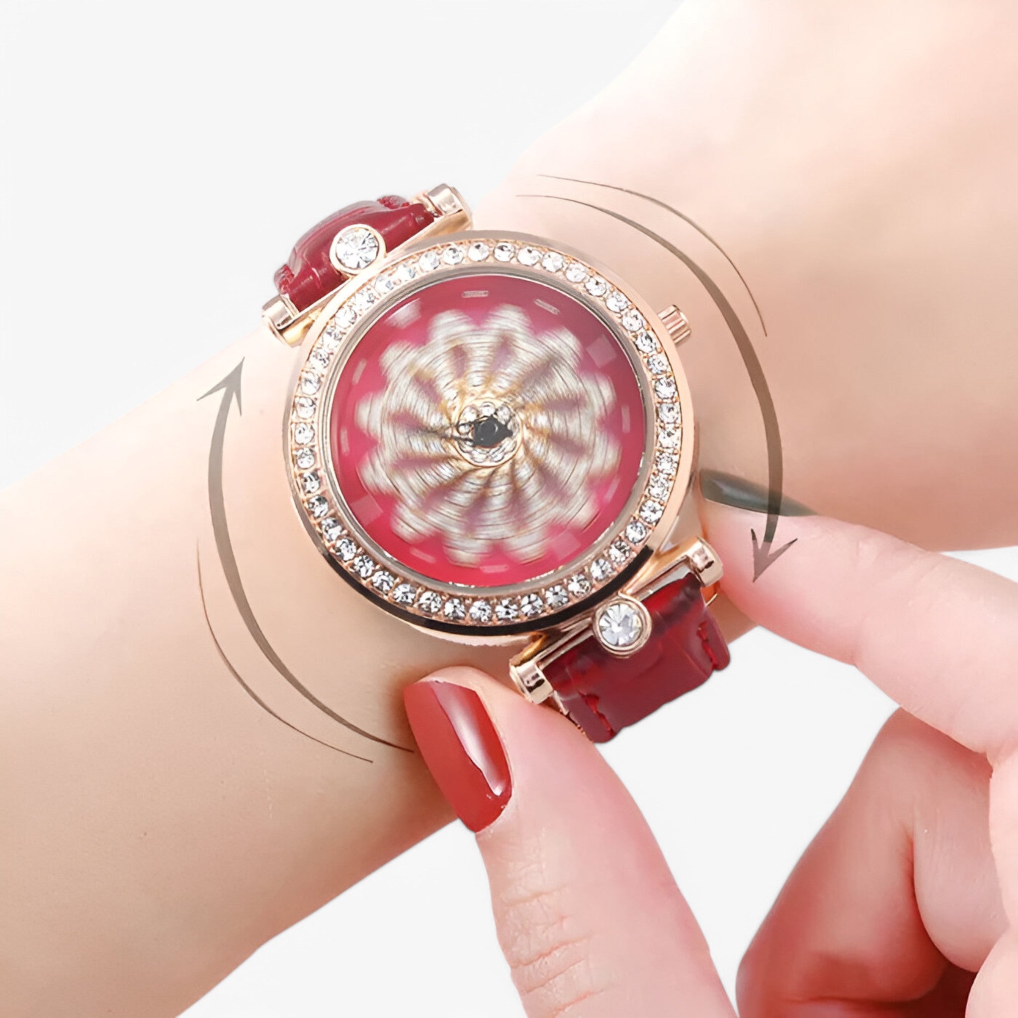 Orologio da donna con quadrante floreale rotante e bracciale in maglia - - bracciale donna female watch floreale maglia orologio orologio donna quadrante rotante watch for women - Concept Palermo