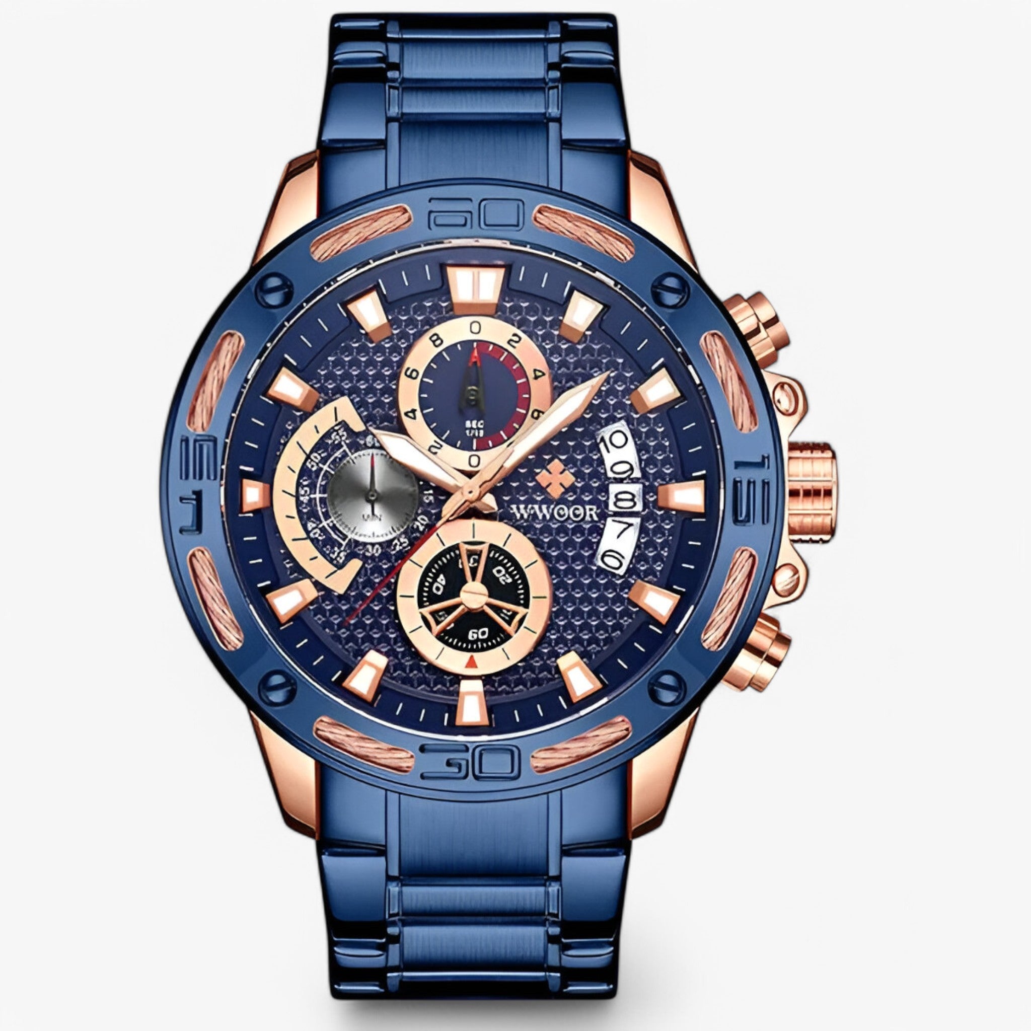 Orologio Cronografo di Lusso in Acciaio Inossidabile - rosa blu - accessoires acciaio cronografo horloges inossidabile orologio orologio cronografo watches - Concept Palermo