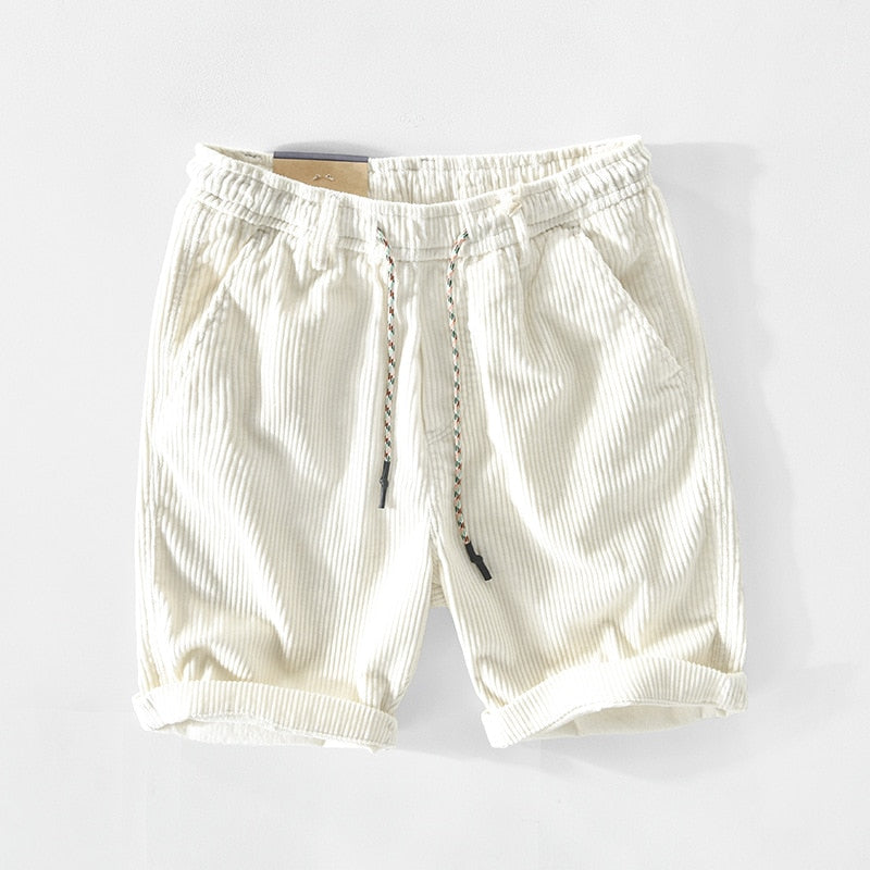 Pantalone Corto in Velluto a Coste - Stile e Comfort Uomo - Bianco - comfort coste man men pantalone pantalone velluto shorts stile uomo velluto - Concept Palermo